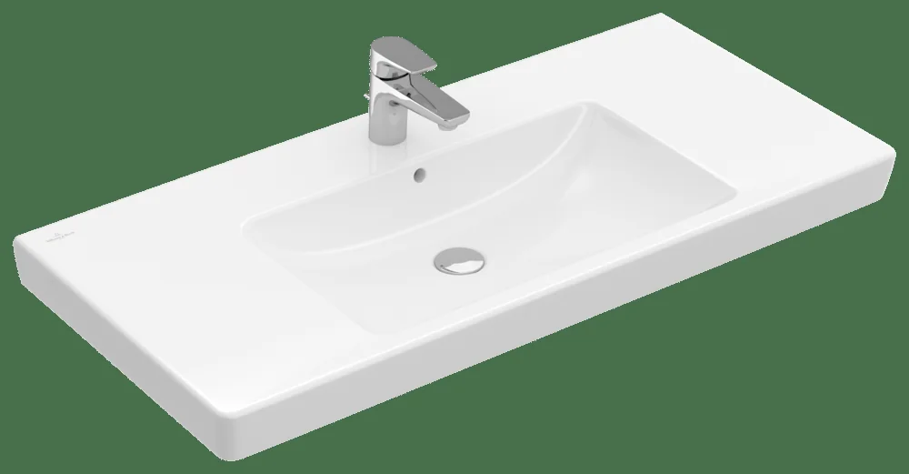 Villeroy & Boch Subway 2.0 Schrankwaschtisch 71751G, 1000x480mm, Rechteck, 1HL. mittleres Hahnloch durchgestochen, mit Überlauf, Weiß Alpin