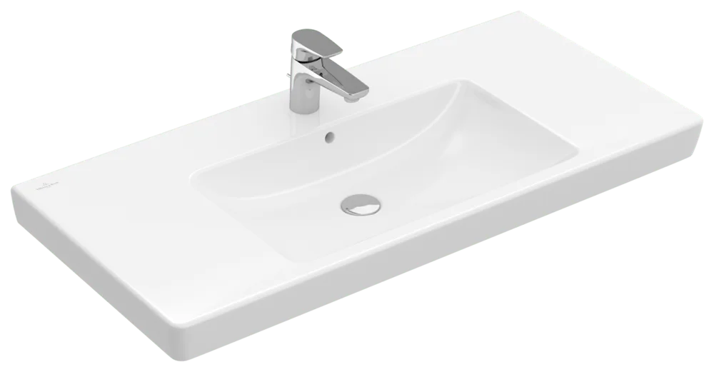 Villeroy & Boch Subway 2.0 Schrankwaschtisch 71751G, 1000 x 480 mm, Rechteck, 1HL. mittleres Hahnloch durchgestochen, mit Überlauf, Weiß Alpin CeramicPlus Villeroy & Boch Subway 2.0 Schrankwaschtisch 71751G, 1000 x 480 mm, Rechteck, 1HL. mittleres Hahnloch durchgestochen, mit Überlauf, Weiß Alpin CeramicPlus