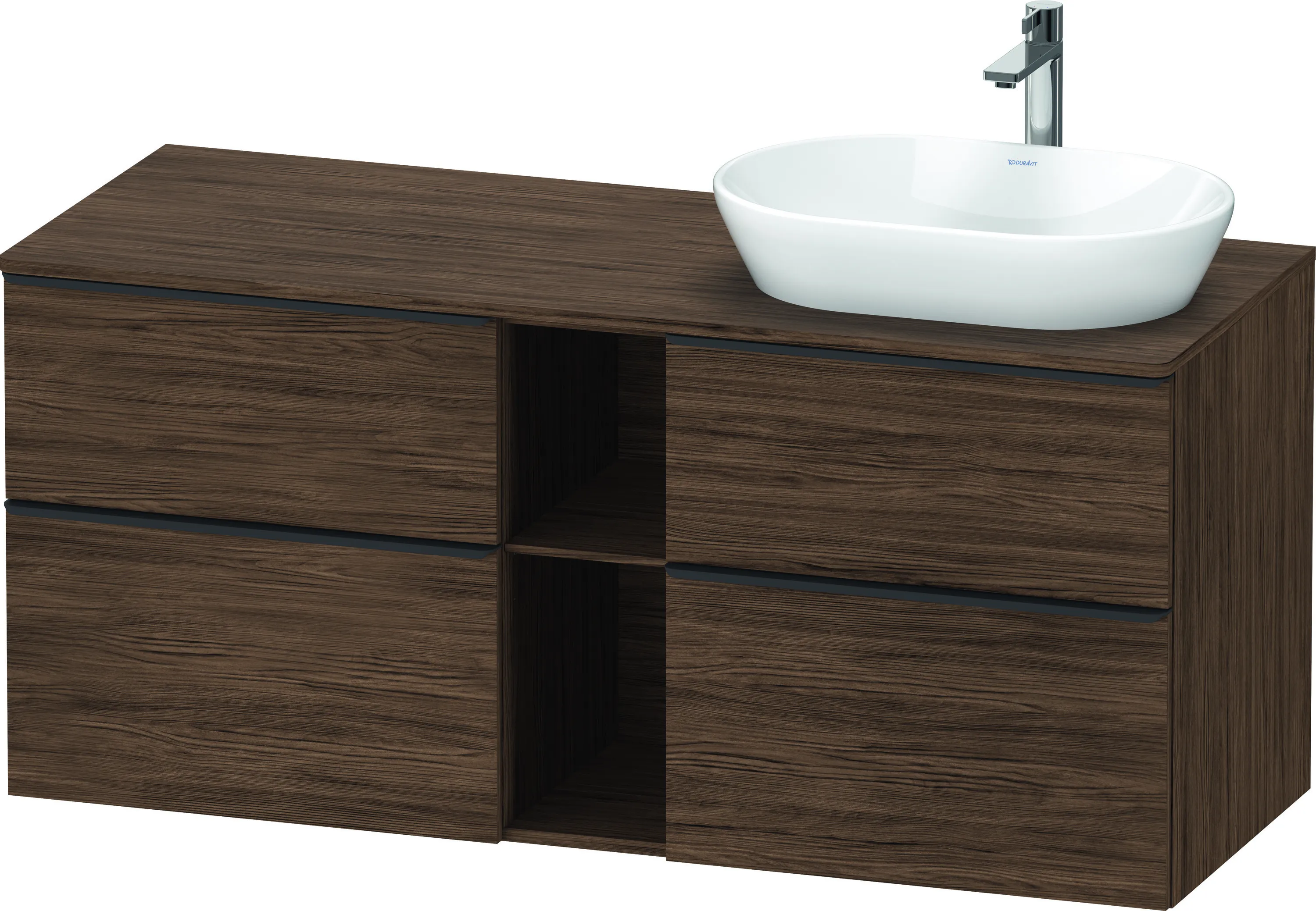 Duravit Waschtischunterschrank wandhängend „D-Neo“ 140 × 66,4 × 55 cm Nussbaum Dunkel