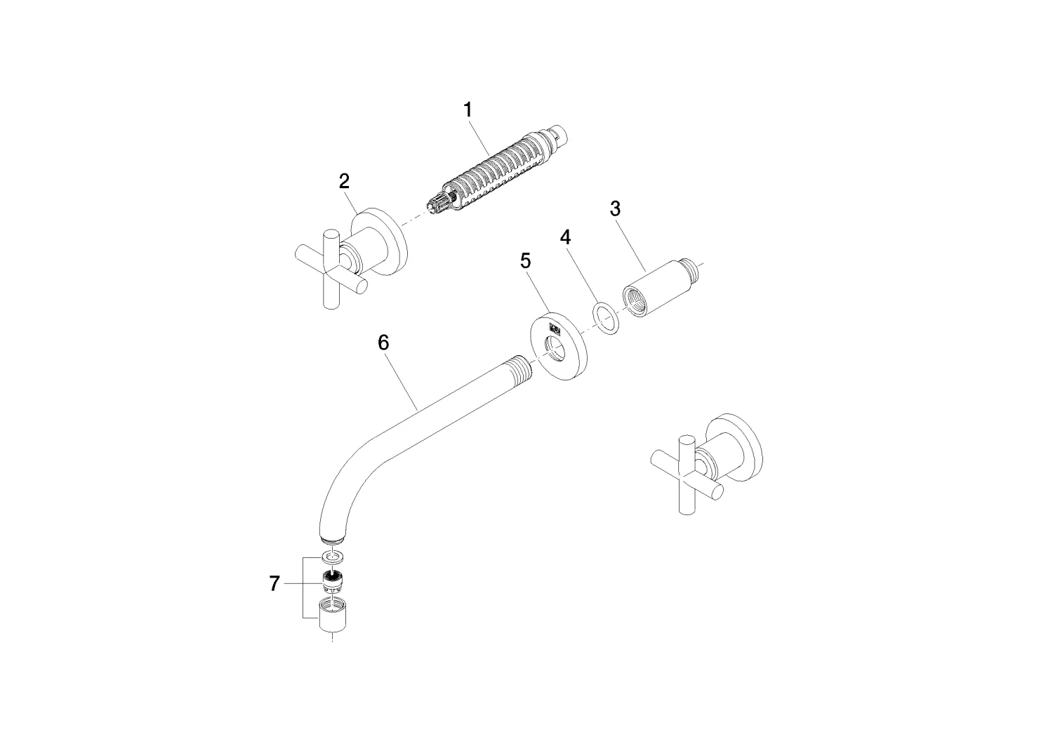 Waschtisch-Wandbatterie ohne Ablaufgarnitur TARA Chrom 36712892