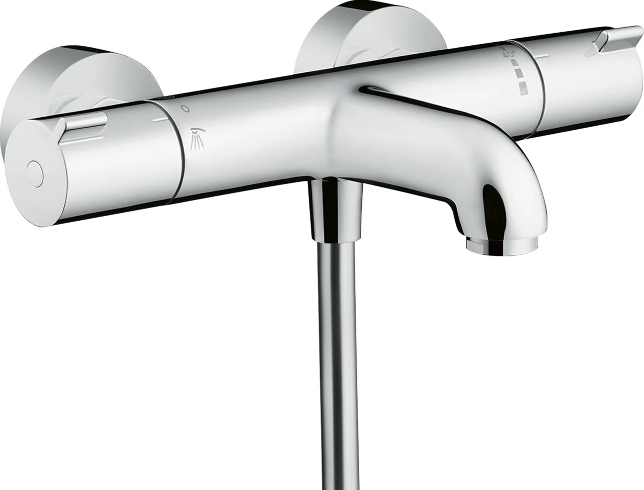 Hansgrohe Ecostat 1001 CL Wannenthermostat Aufputz Chrom, Ausladung 182 mm, 2 Verbraucher, Normalstrahl, max. Durchfluss 20 l/min