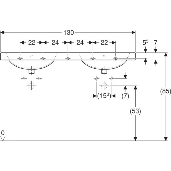 Wandwaschtisch „Preciosa“, rechteckig 130 × 55 cm in weiß alpin Wandwaschtisch „Preciosa“, rechteckig 130 × 55 cm in weiß alpin