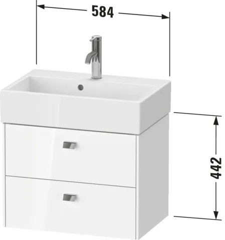 Duravit Waschtischunterschrank wandhängend „Brioso“ 58,4 × 44,2 × 38,9 cm in Betongrau Matt