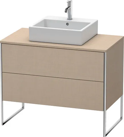 Duravit Waschtischunterschrank bodenstehend „XSquare“ 100 × 77,8 × 54,8 cm Becken: mittig / Front- & Korpusfarbe: Leinen / Größe: 100 × 54,8 × 77,8 cm / Oberfläche: Dekor / Profile: Chrom / Schubladen: 2 Duravit Waschtischunterschrank bodenstehend „XSquare“ 100 × 77,8 × 54,8 cm Becken: mittig / Front- & Korpusfarbe: Leinen / Größe: 100 × 54,8 × 77,8 cm / Oberfläche: Dekor / Profile: Chrom / Schubladen: 2