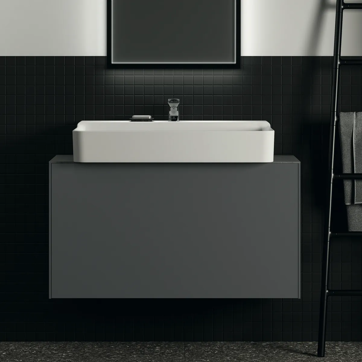 Ideal Standard Waschtischunterschrank „Conca“ 100 × 54 × 37,3 cm Anthrazit matt lackiert Ideal Standard Waschtischunterschrank „Conca“ 100 × 54 × 37,3 cm Anthrazit matt lackiert