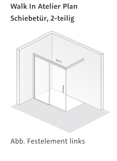 HSK teilgerahmte Duschabtrennung Walk-In Schiebetür 2-teilig „Atelier Plan“ Glas Klar hell, Profile Schwarz-matt HSK teilgerahmte Duschabtrennung Walk-In Schiebetür 2-teilig „Atelier Plan“ Glas Klar hell, Profile Schwarz-matt