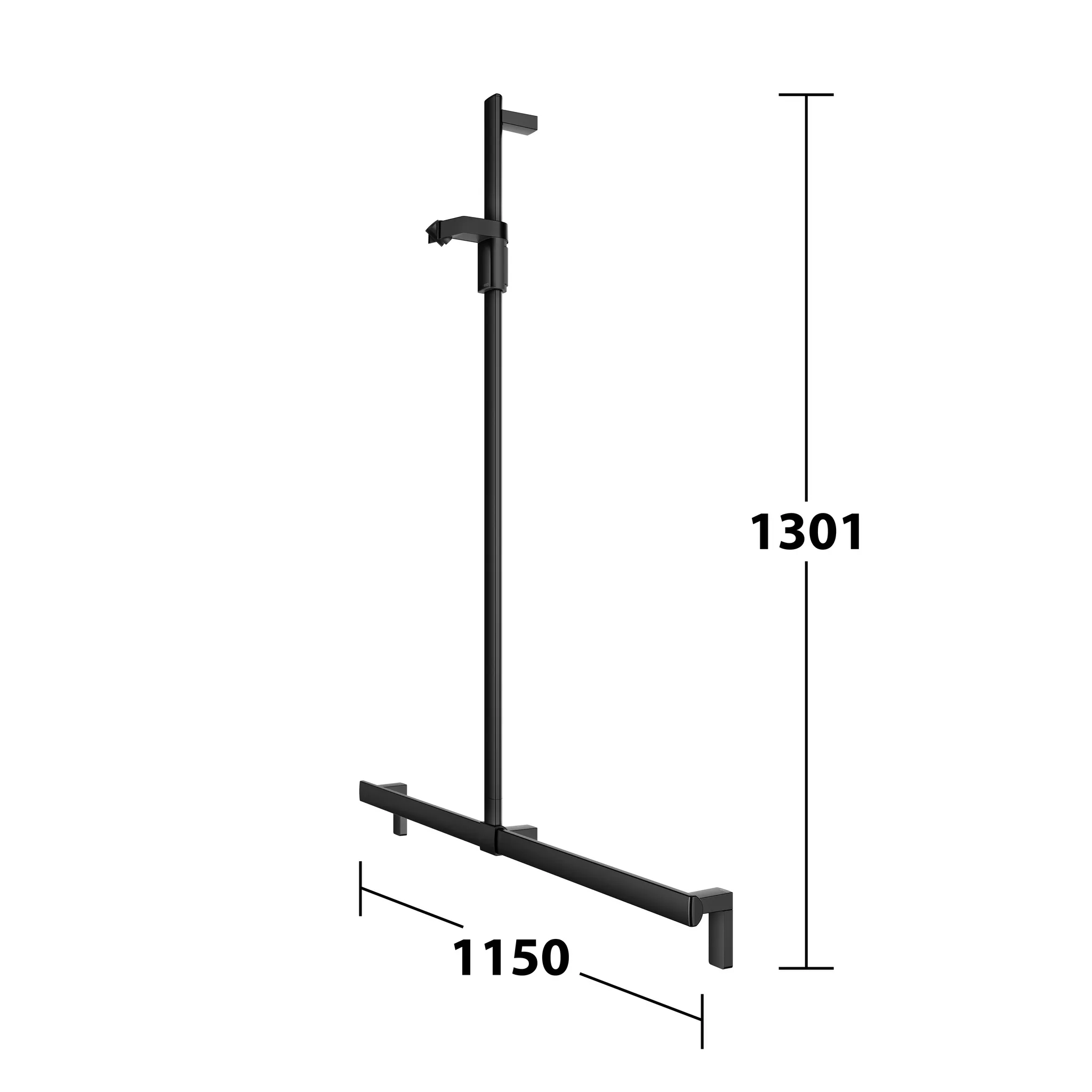 KEUCO AXESS Duschhandlauf mit Brausestange 1200⁄1300 mm schwarz matt