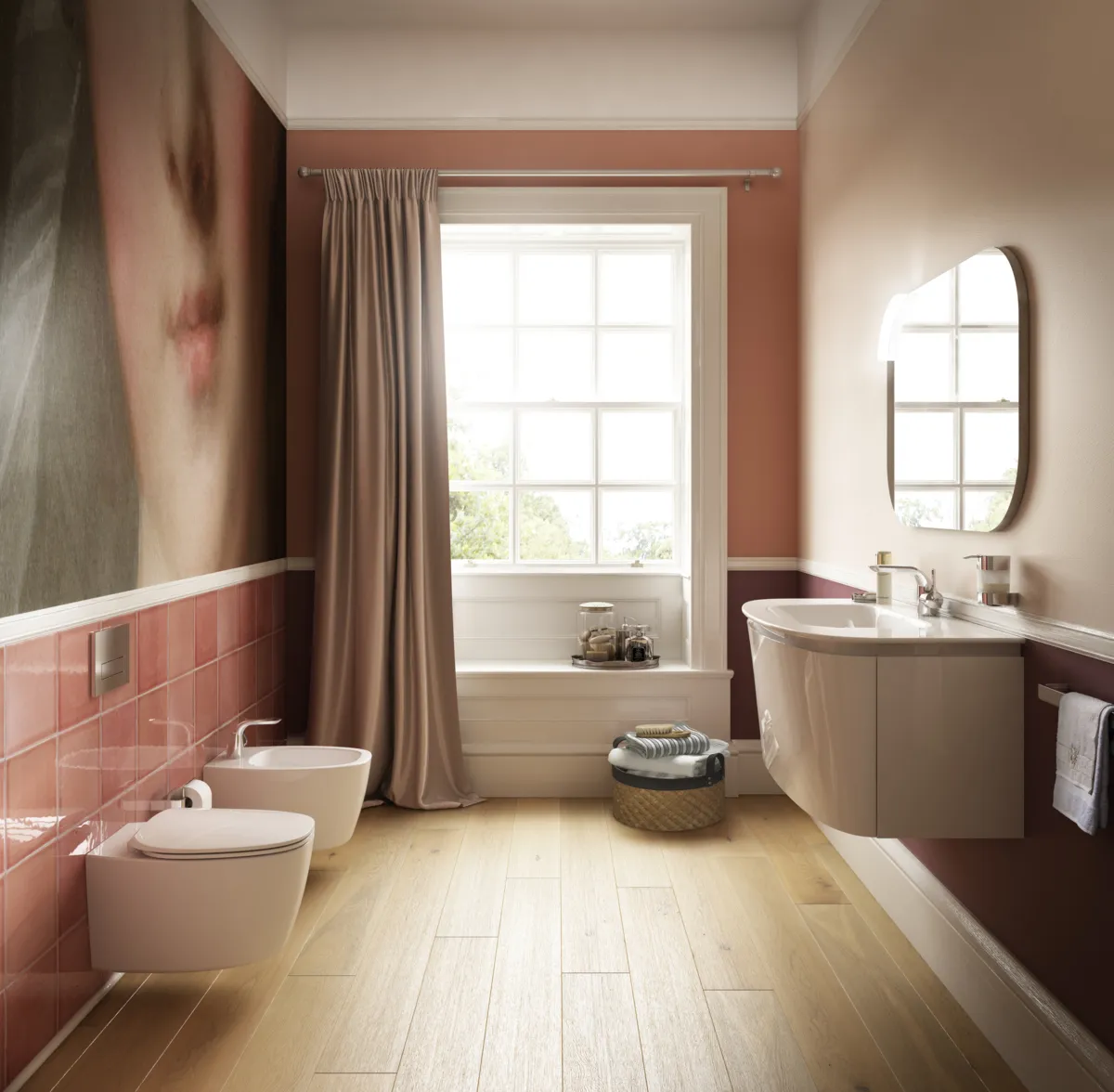 Waschtischarmatur Melange, mit Ablaufgarnitur, CU-Rohren, Ausladung 136mm, Chrom Waschtischarmatur Melange, mit Ablaufgarnitur, CU-Rohren, Ausladung 136mm, Chrom