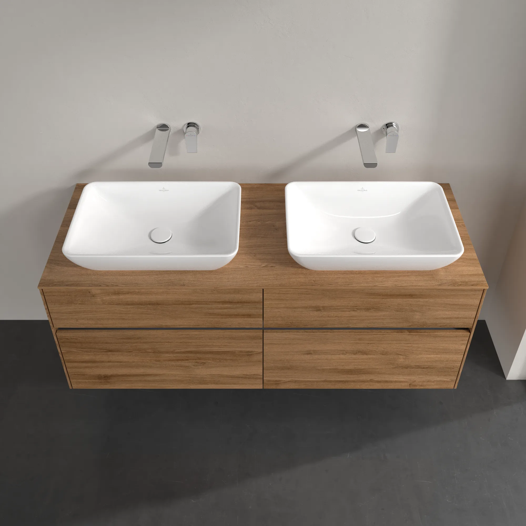 Villeroy & Boch Waschtischunterschrank „Collaro“ 1400 × 548 × 500 mm Kansas Oak, ohne Beleuchtung, für links und rechts Villeroy & Boch Waschtischunterschrank „Collaro“ 1400 × 548 × 500 mm Kansas Oak, ohne Beleuchtung, für links und rechts