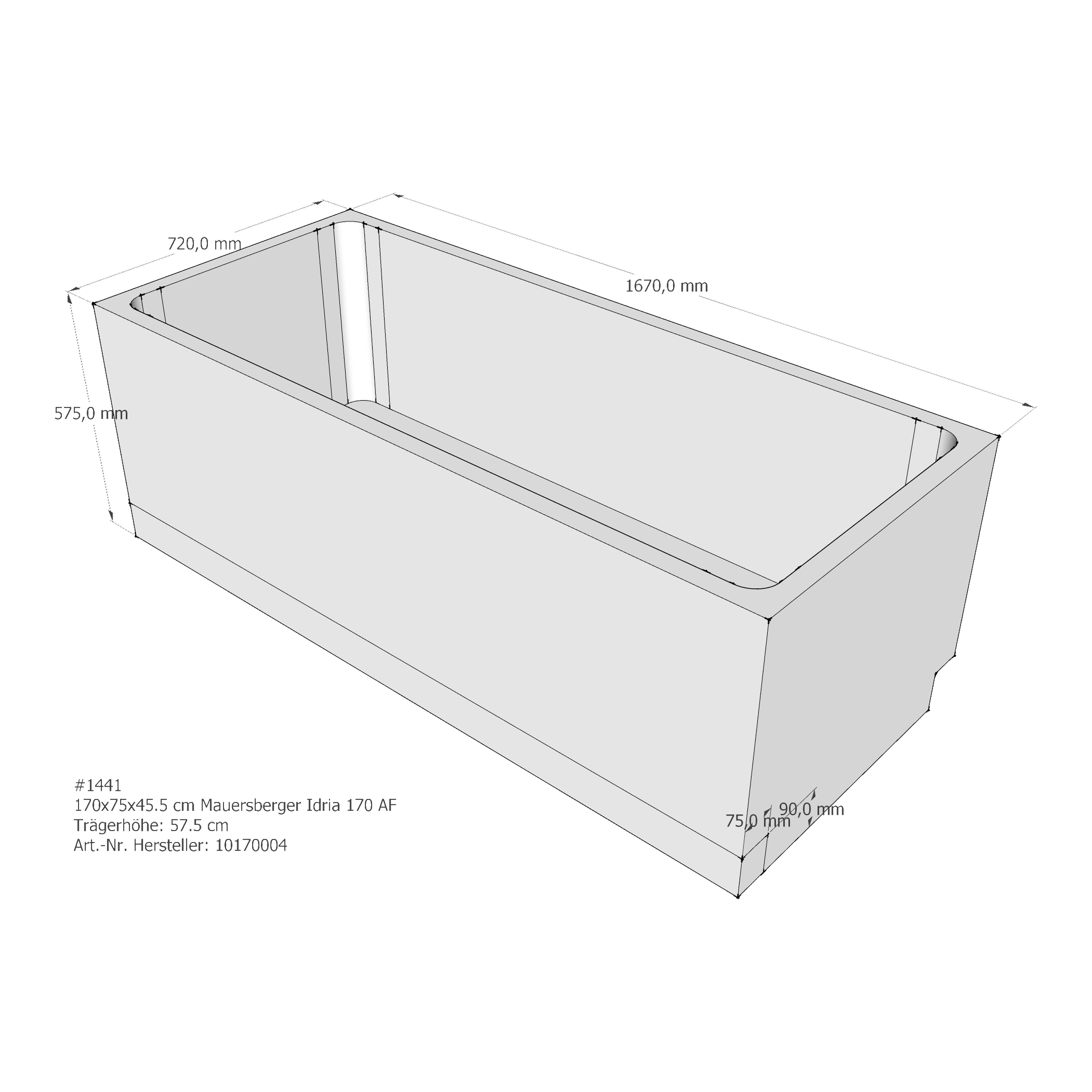 Badewannenträger für Mauersberger Idria 170/75 170 × 75 × 45,5 cm Badewannenträger für Mauersberger Idria 170/75 170 × 75 × 45,5 cm
