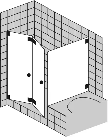 Sprinz Rechteck-Duschkabine Pendelfalttüren mit Seitenwand auf Badewanne „Omega Plus“, Anschlag links, Falttür B: 1400 mm H: 2000 mm T: 1400 mm