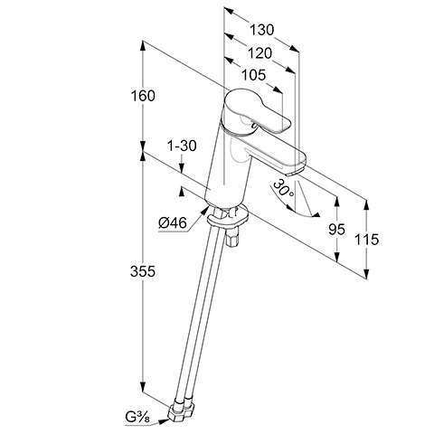 PURE & EASY WaschtischEHM 100 ECO PLUS, o. Ablaufgarnitur chrom PURE & EASY WaschtischEHM 100 ECO PLUS, o. Ablaufgarnitur chrom