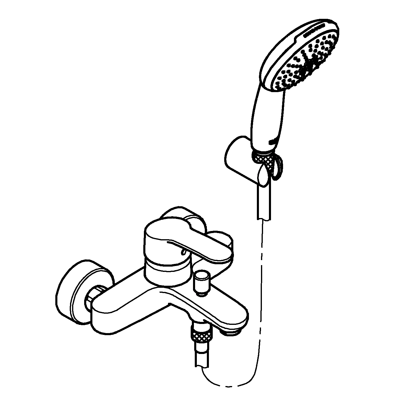 Einhand-Wannenbatterie Eurostyle Cosmopolitan 25275_2, Wandmontage, mit Tempesta 110 Wandhalterset 2 Strahlarten: Rain/Jet, maximaler Durchfluss (bei 3 bar): 13.5 l/min, chrom