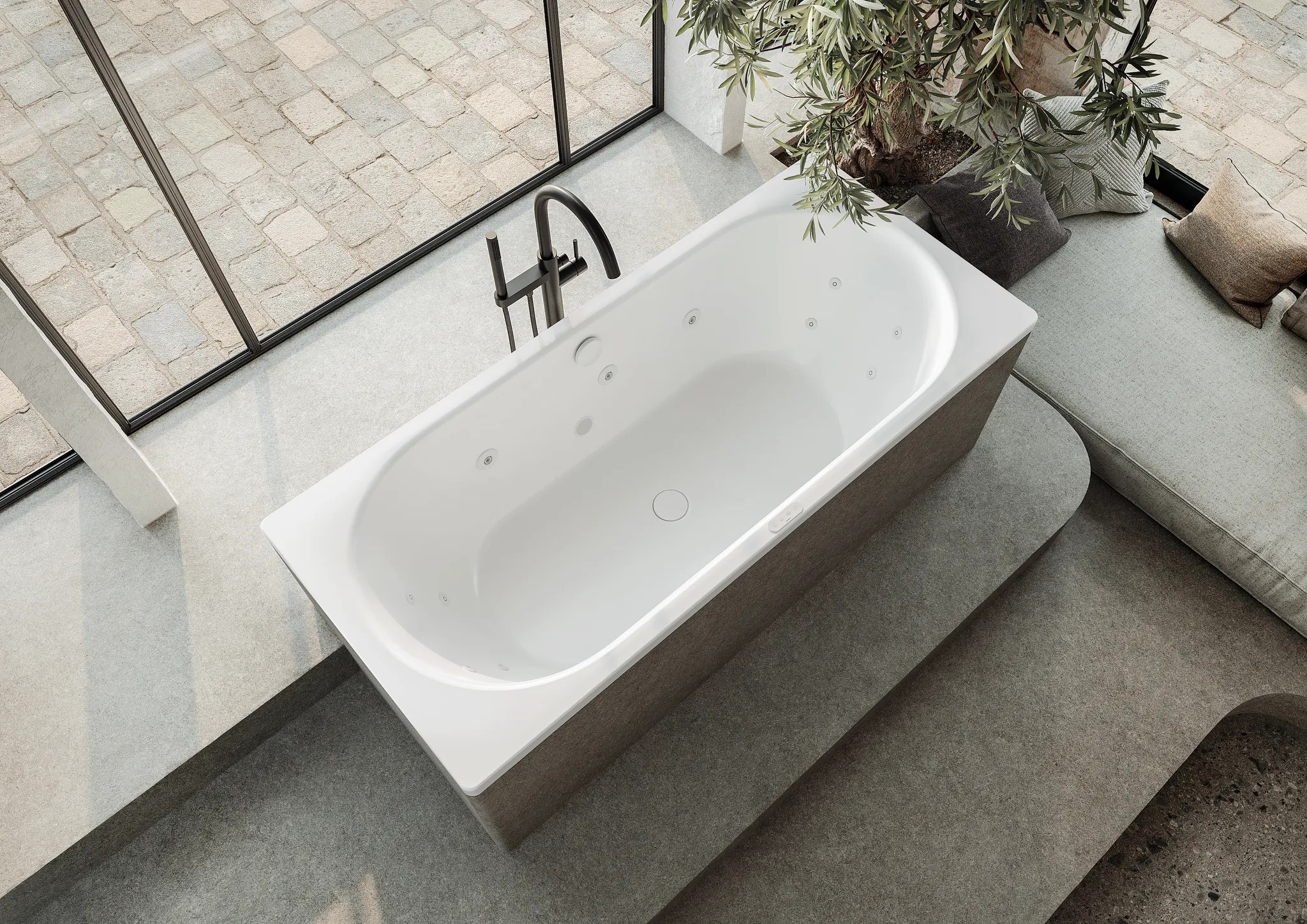 Kaldewei Whirlwanne „Classic Duo“ 180 × 80 cm, rechts mit Aquamassage Full Body, in schwarz matt Kaldewei Whirlwanne „Classic Duo“ 180 × 80 cm, rechts mit Aquamassage Full Body, in schwarz matt