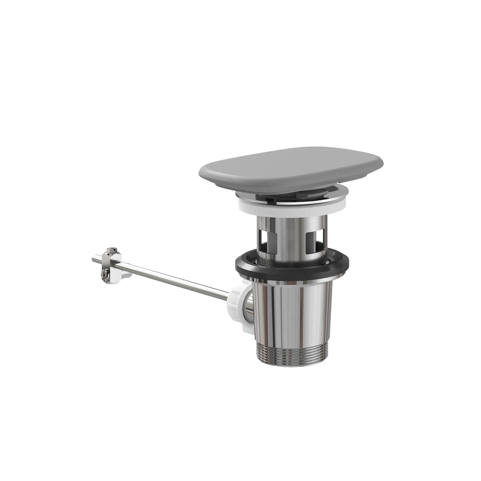 Pop-Up-Ventil mit rechteckigem Ventildeckel aus Keramik 10 x 7,5 cm Steingrau Matt mit Oberflächenveredelung Clean