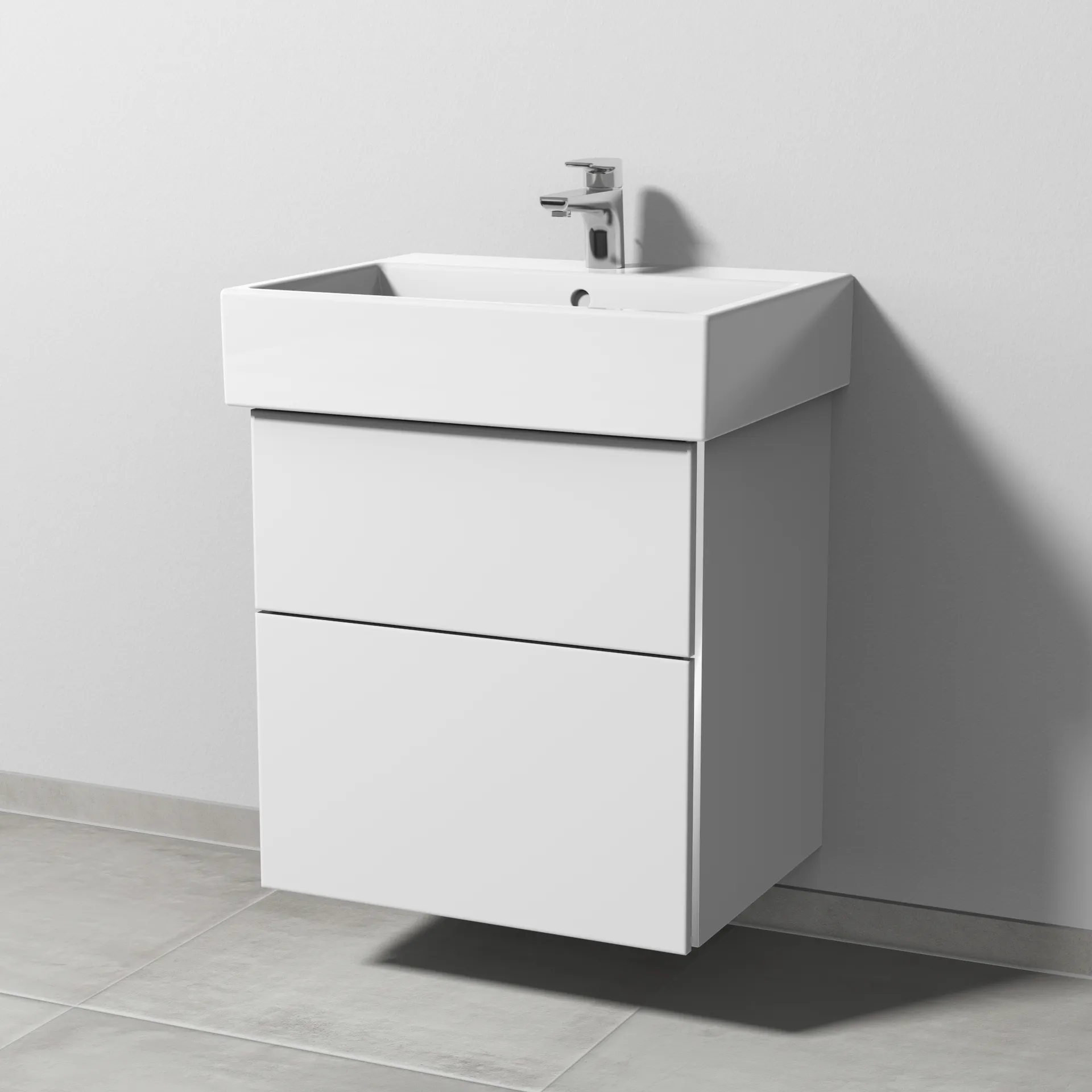 Sanipa Waschtischunterschrank „3way“ passend zu Keramik-Waschtische Vero Air von Duravit 550 × 591 × 447 mm in Weiß-Soft