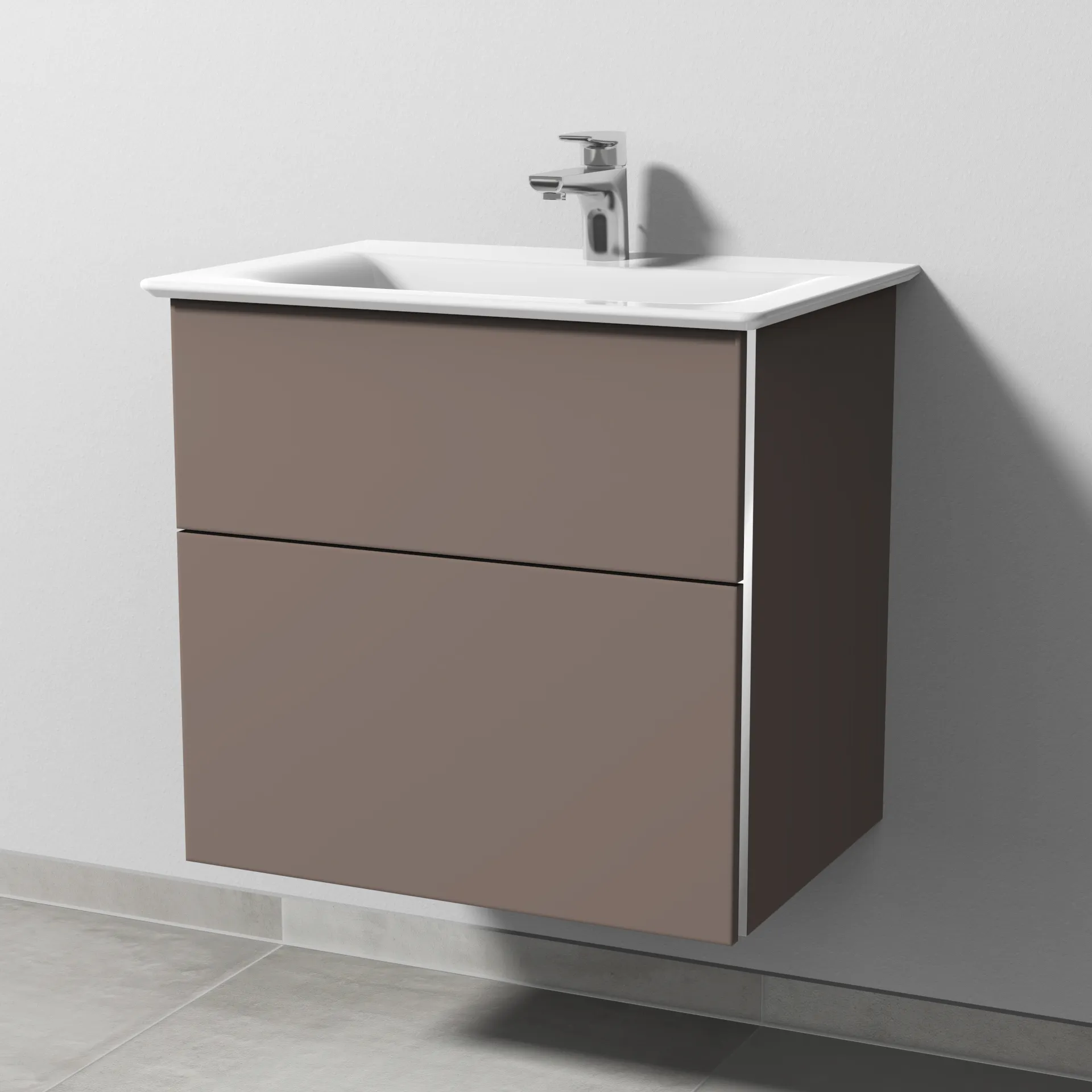 Sanipa Waschtischunterschrank „3way“ passend zu Keramik-Waschtische Connect Air von Ideal Standard 590 × 585 × 437 mm in Taupe (matt)