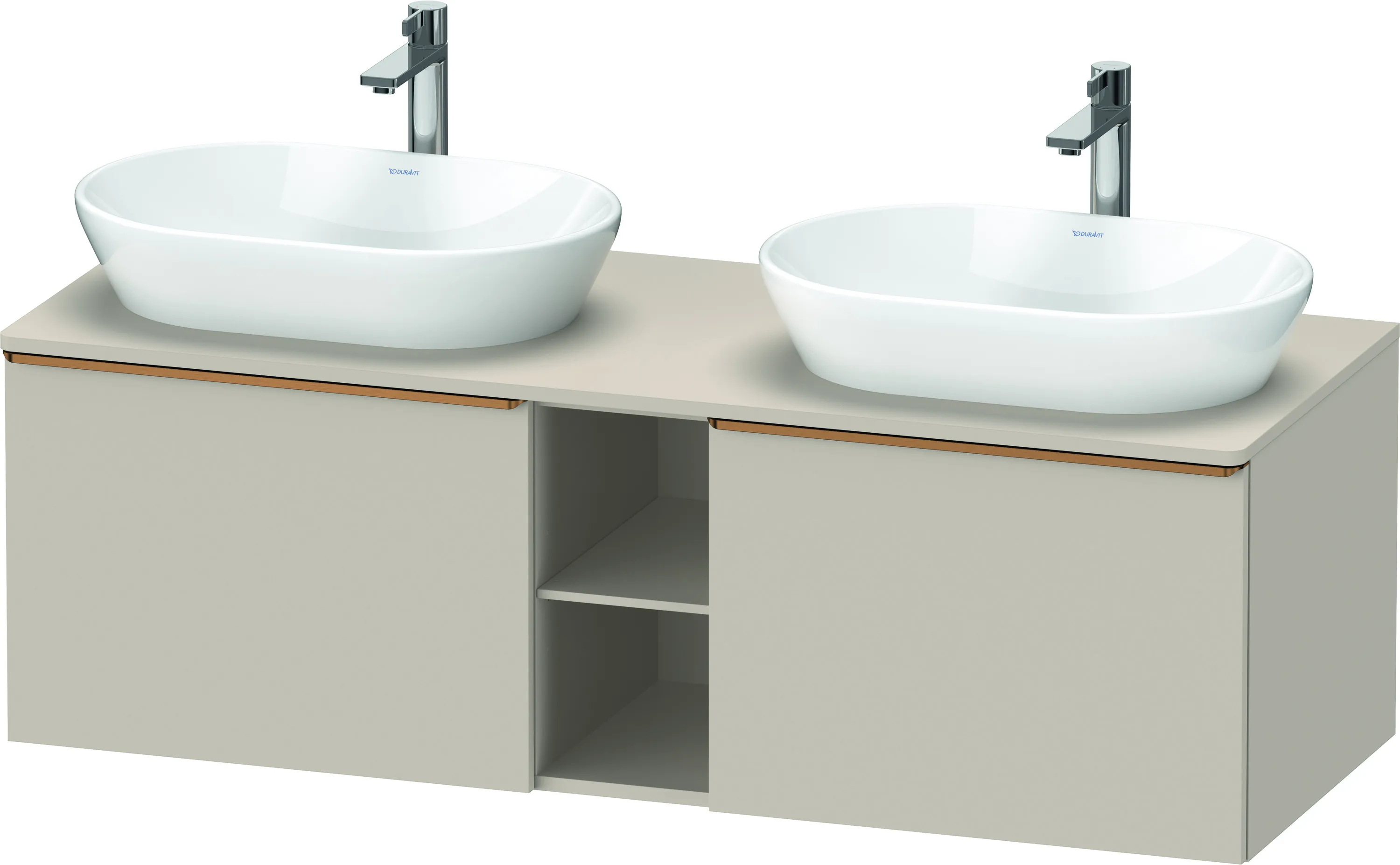 Duravit Waschtischunterschrank wandhängend „D-Neo“ 140 × 45,9 × 55 cm Taupe Matt