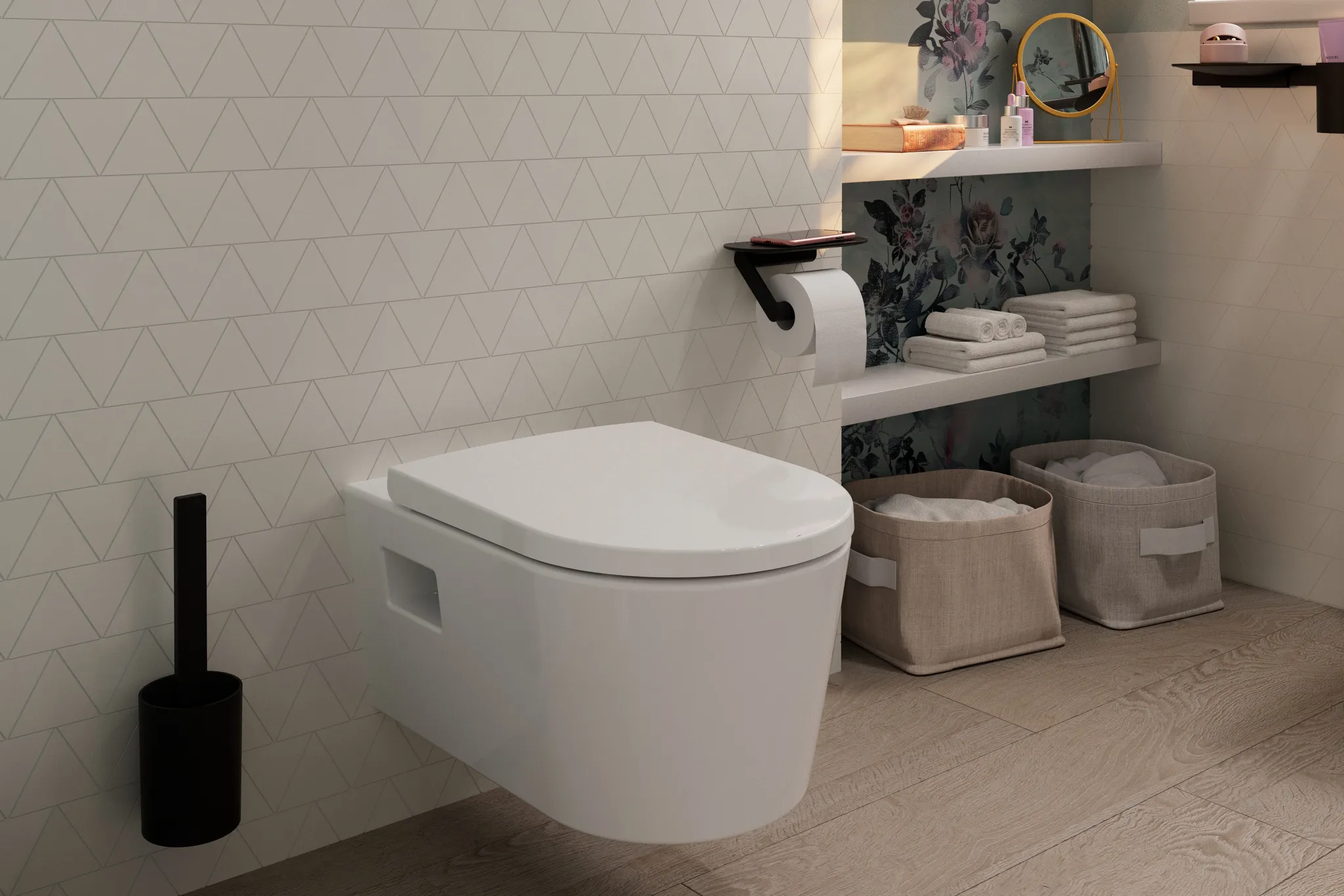 Papierrollenhalter WallStoris mitAblage mattschwarz Papierrollenhalter WallStoris mitAblage mattschwarz