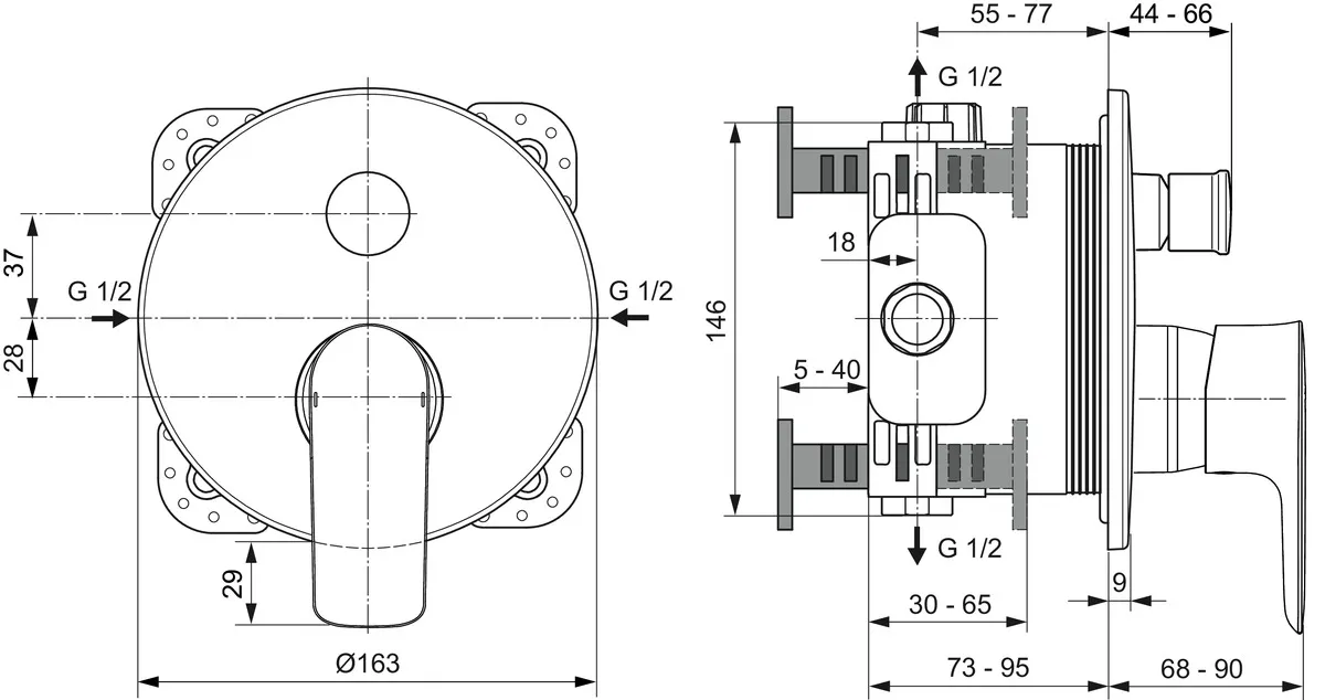 Ideal Standard CONNECT AIR Armaturen-Bundle Unterputz Chrom Ideal Standard CONNECT AIR Armaturen-Bundle Unterputz Chrom