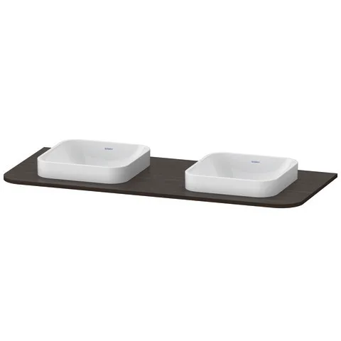 Duravit Konsole „Happy D.2 Plus“, links und rechts Ausschnitte: 2 / Farbe: Nussbaum gebürstet / Größe: 130 × 55 × 1,6 cm Duravit Konsole „Happy D.2 Plus“, links und rechts Ausschnitte: 2 / Farbe: Nussbaum gebürstet / Größe: 130 × 55 × 1,6 cm