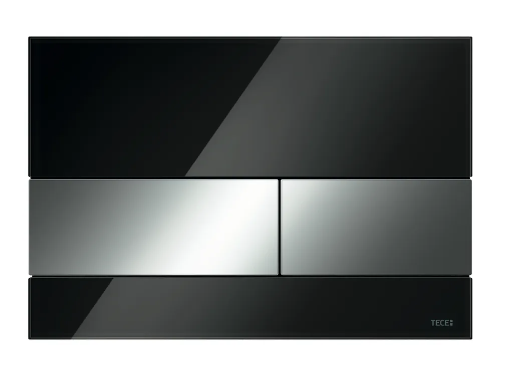 square Betätigungsplatte Zweimengen, Glas schw. glänzend, Tasten Ch. glänzend square Betätigungsplatte Zweimengen, Glas schw. glänzend, Tasten Ch. glänzend