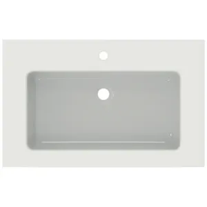 Waschbecken „Extra“ 81 × 51 × 15 cm, Hahnlochposition mittig in Weiß Waschbecken „Extra“ 81 × 51 × 15 cm, Hahnlochposition mittig in Weiß