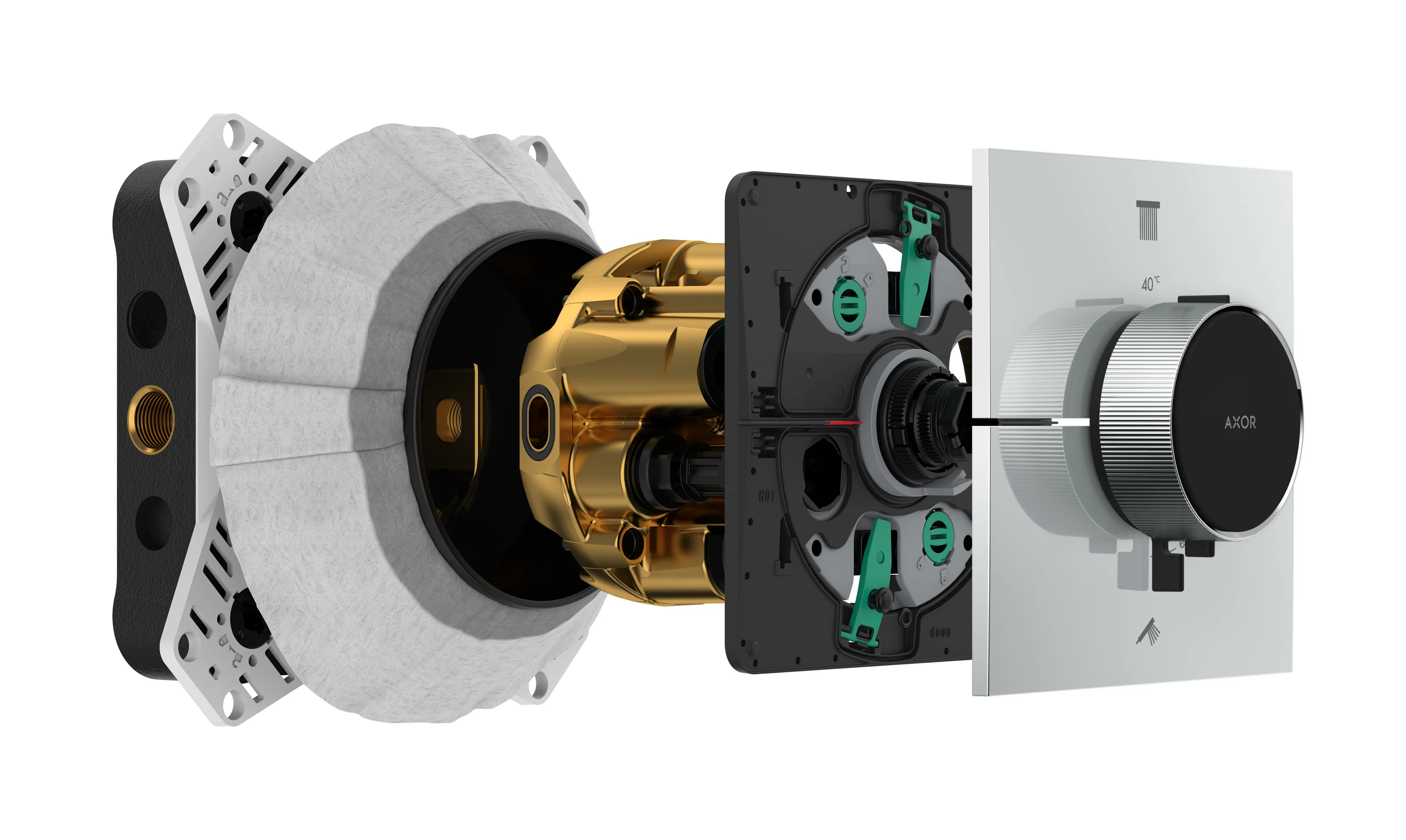 Hansgrohe AXOR iBox universal 2 Grundkörper, entzinkungsarmes Messing, wärme- und schallisolierend, Anschlussgewinde Rp 1/2, Anschlussgröße DN15, minimale Einbautiefe 80 mm, maximale Einbautiefe 108 mm Hansgrohe AXOR iBox universal 2 Grundkörper, entzinkungsarmes Messing, wärme- und schallisolierend, Anschlussgewinde Rp 1/2, Anschlussgröße DN15, minimale Einbautiefe 80 mm, maximale Einbautiefe 108 mm