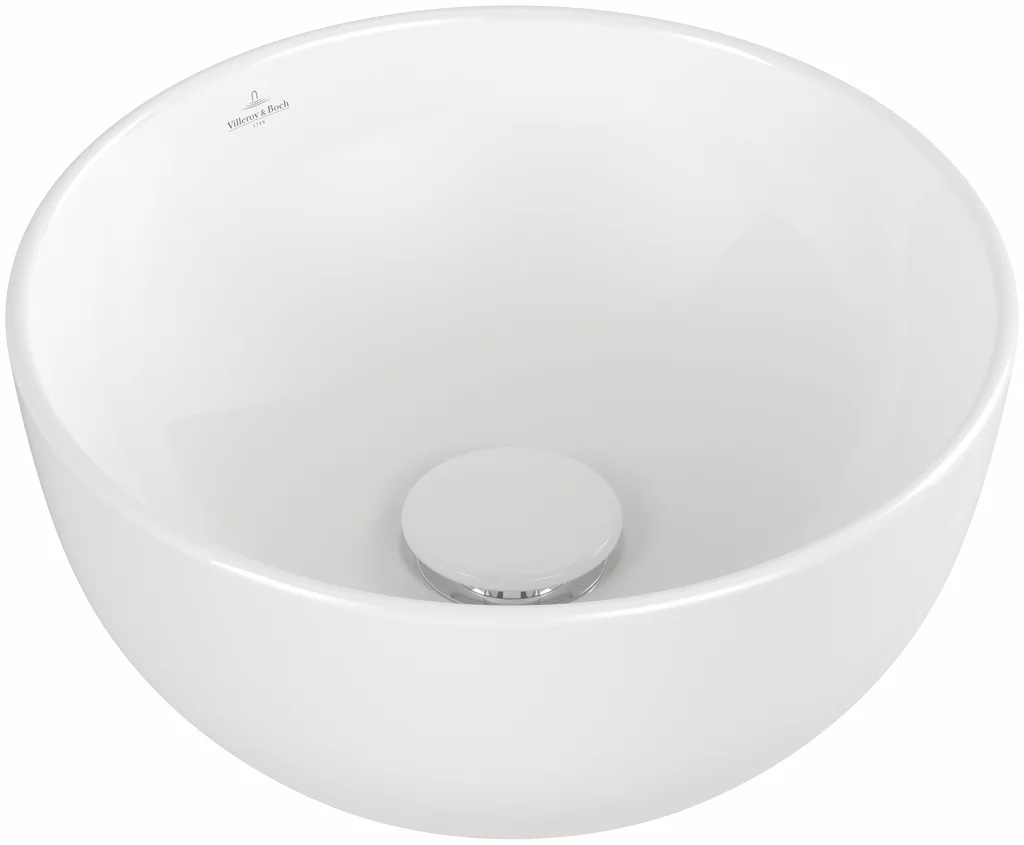 Villeroy & Boch Aufsatzwaschbecken Artis, Rund, Coal Black, 430x430x130 mm, TitanCeram, glänzend, ohne Überlauf