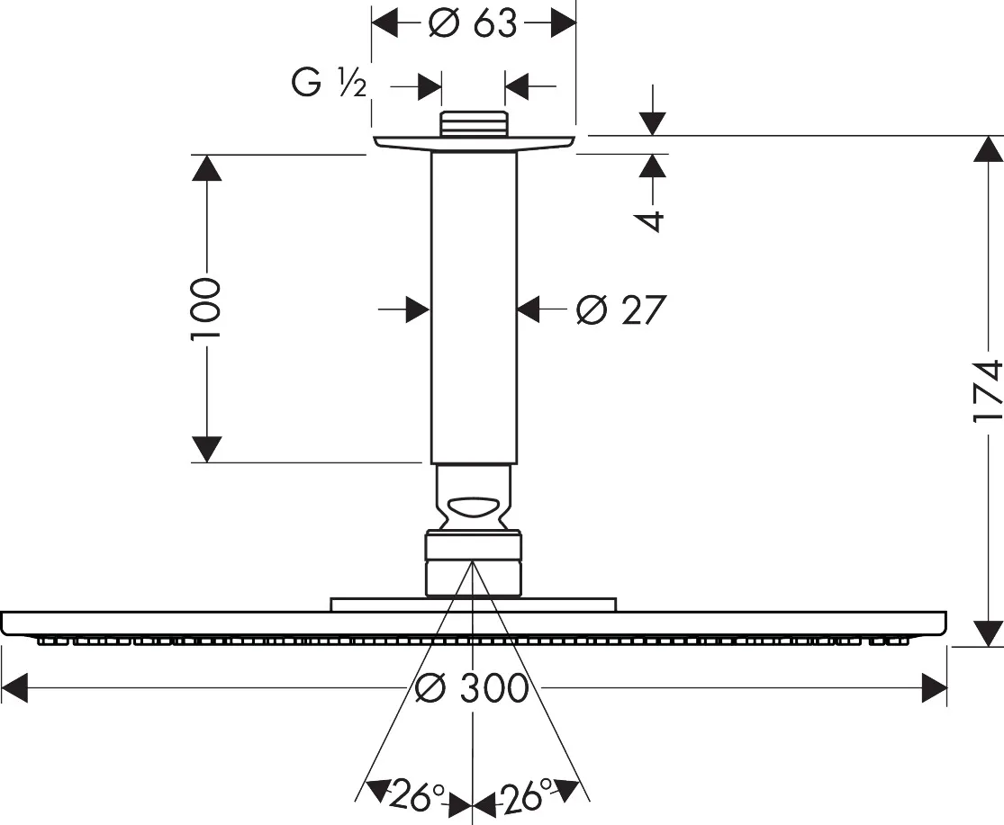 Hansgrohe Raindance S Kopfbrause 300 1jet mit Deckenanschluss, Chrom Hansgrohe Raindance S Kopfbrause 300 1jet mit Deckenanschluss, Chrom