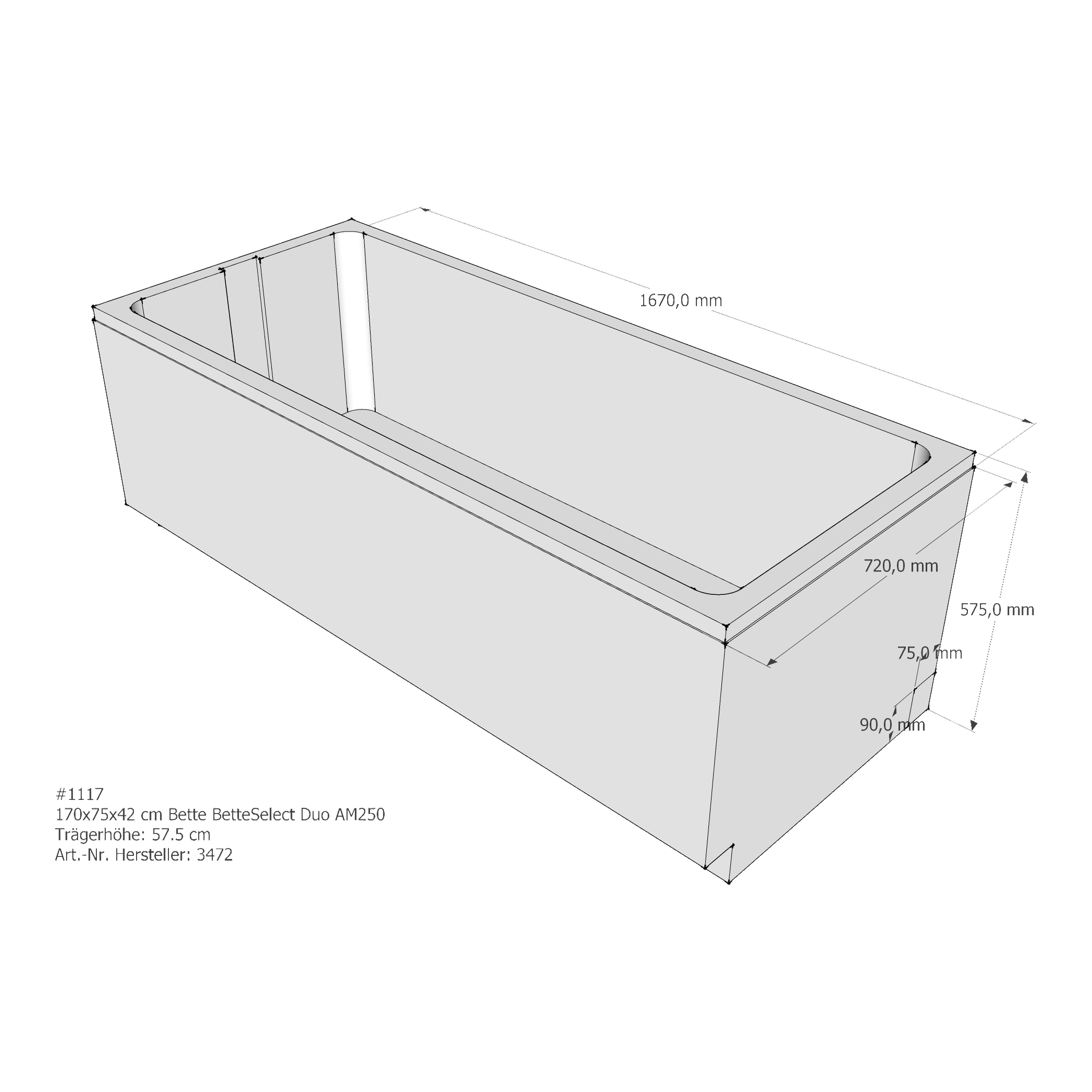 Badewannenträger für Bette Select Duo 170 × 75 × 42 cm Breite: 75 cm / Länge: 170 cm Badewannenträger für Bette Select Duo 170 × 75 × 42 cm Breite: 75 cm / Länge: 170 cm