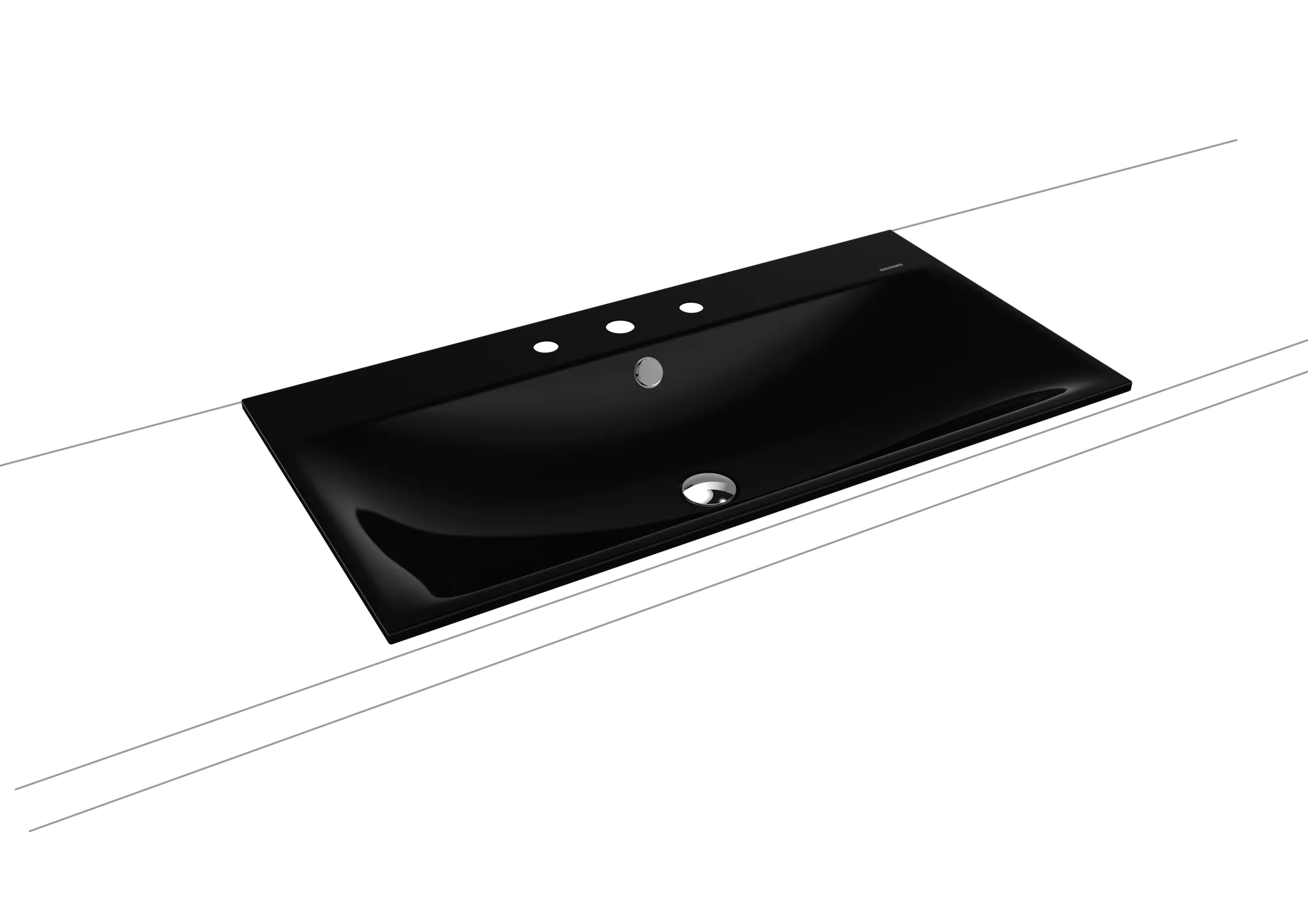 Einbauwaschtisch „Silenio“ 90 × 46 cm, ohne Hahnlochbohrung in schwarz, mit Perl-Effekt