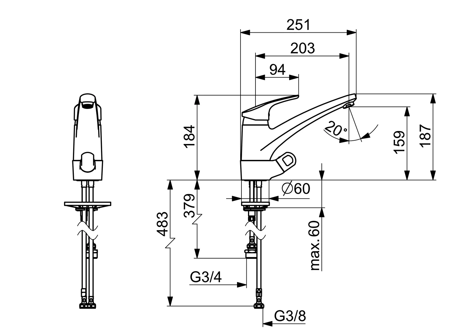 HansaMIX Einhebelmischer Küchenarmatur Chrom DN15 203mm