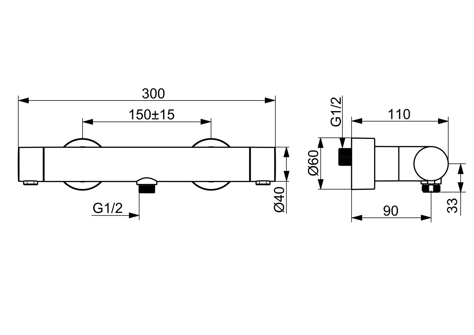 HansaPRISMA Duscharmatur HansaPRISMA 5808 Chrom, Thermostat, Wandmontage HansaPRISMA Duscharmatur HansaPRISMA 5808 Chrom, Thermostat, Wandmontage