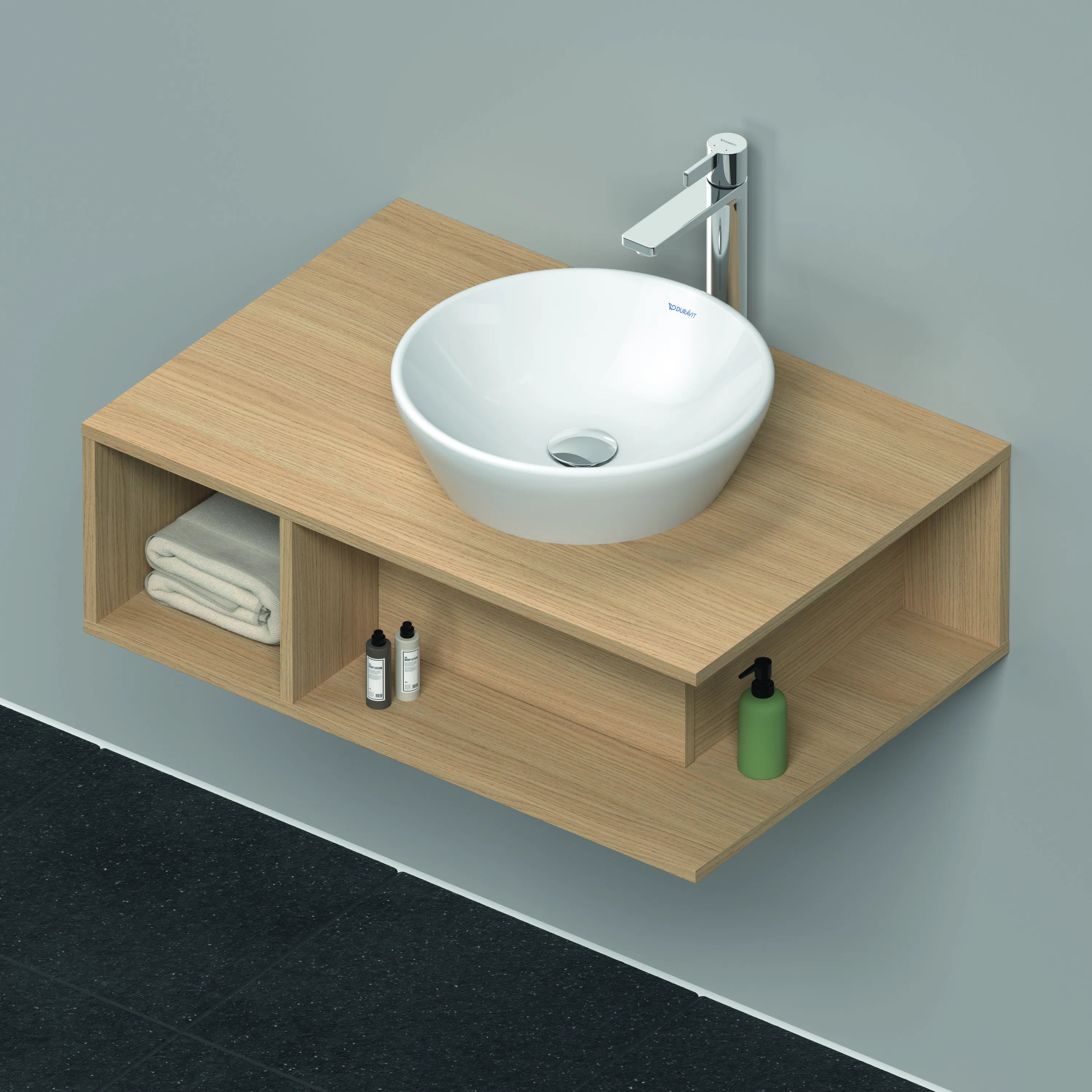 Duravit Waschtischunterschrank wandhängend „D-Neo“ 80 × 26 × 55 cm Eiche Natur
