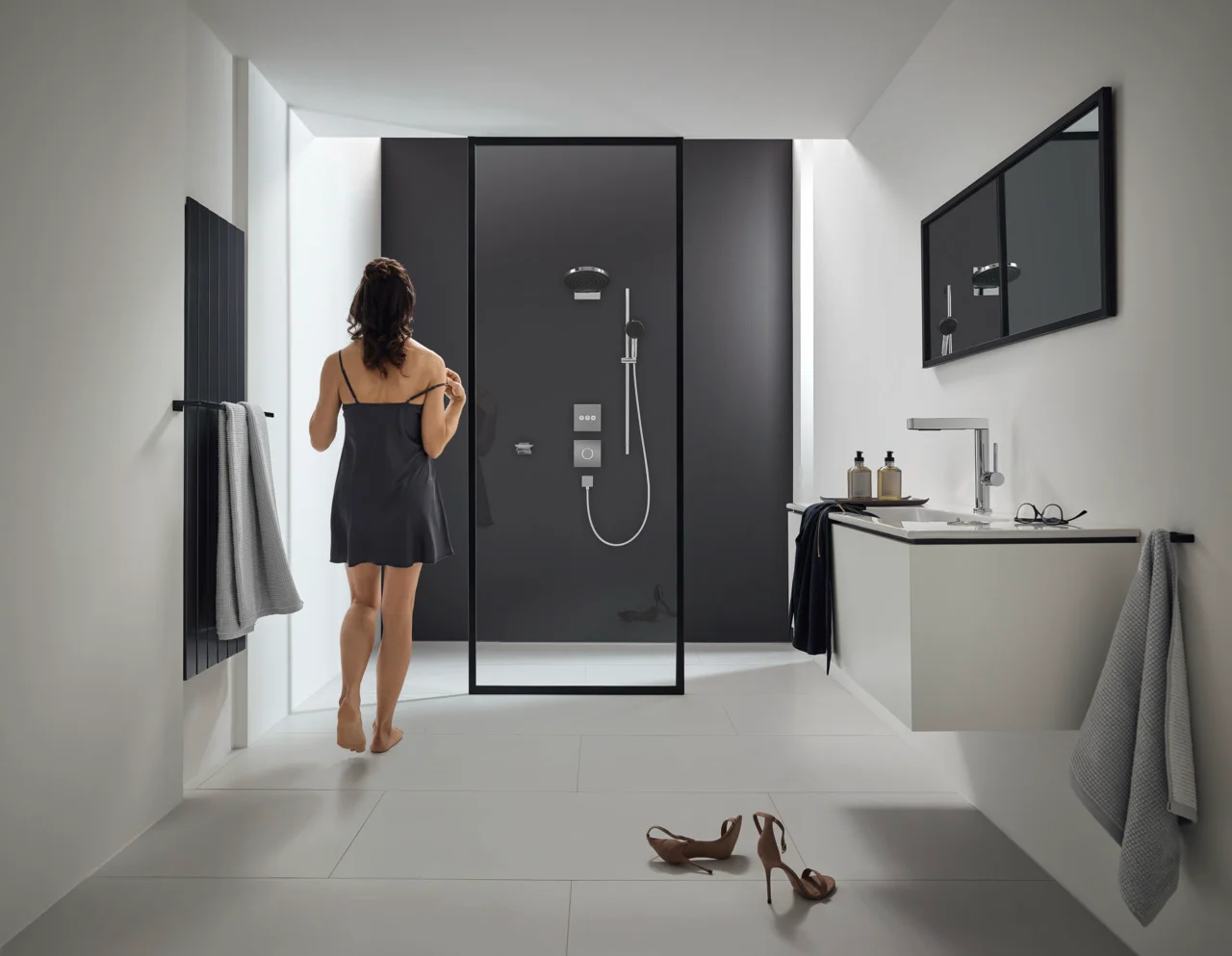 Hansgrohe Unica Brausestange Pulsify S 90 cm mit Push Schieber und Isiflex Brauseschlauch 160 cm, Chrom