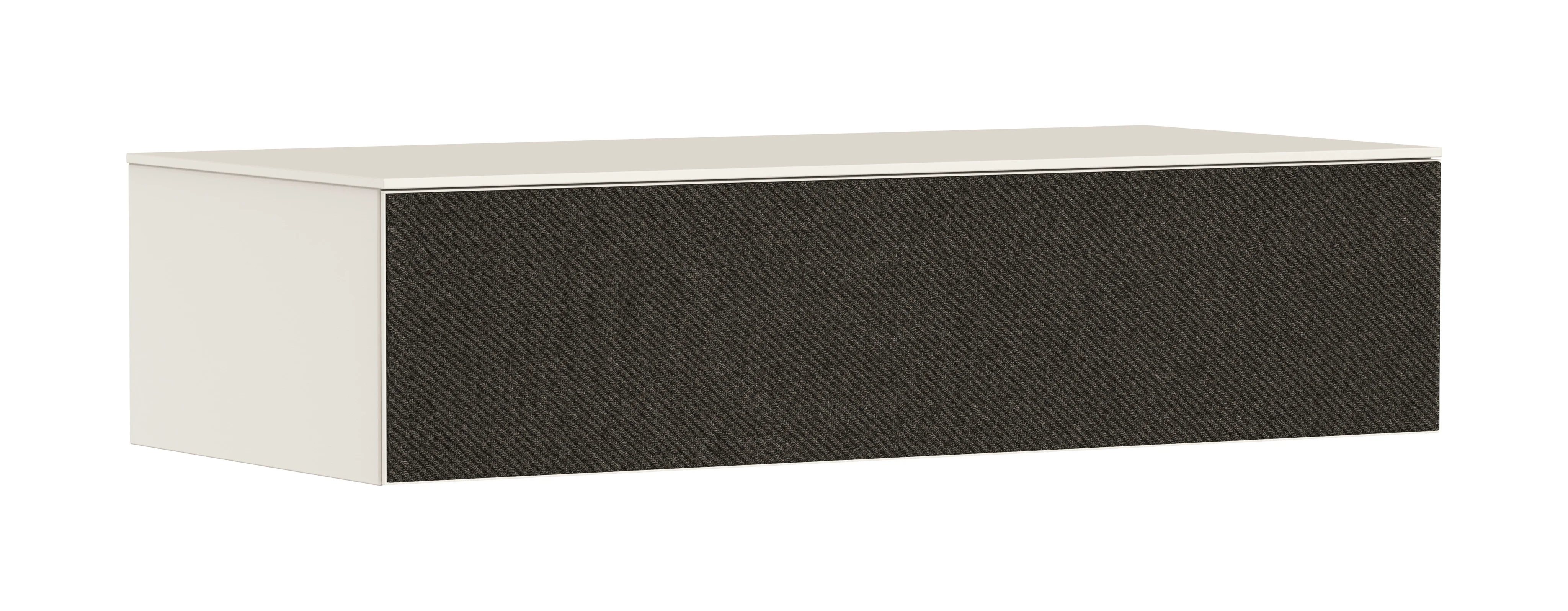 Hansgrohe Xevolos E Sideboard Sandbeige Matt, 1180x550 mm, 1 Schubkasten, Textilfront Dunkelgrau, griff- und fingerabdruckfrei, PushOpen & SoftClose, Wandmontage, vormontiert