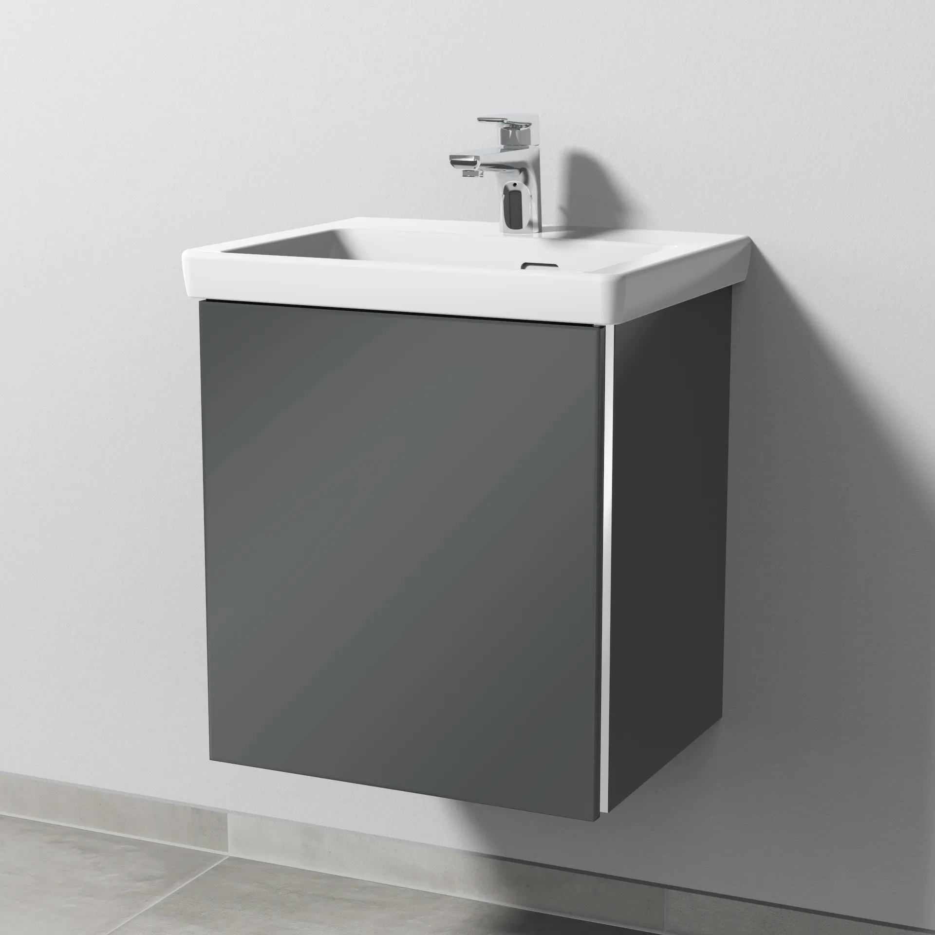 Sanipa Waschtischunterschrank „3way“ 457 × 517 × 391 mm in Anthrazit (glanz), Anschlag links