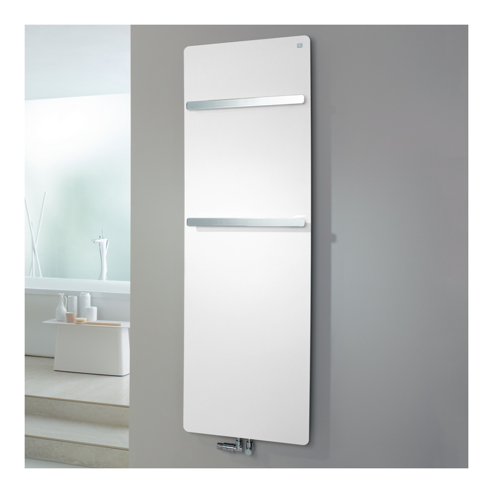 Zehnder Design-Heizkörper „Vitalo Bar“ für Warmwasser-Zentralheizung mit 50 mm-Mittelanschluss 50 × 125 cm in Telegrey 2 (RAL 7046)