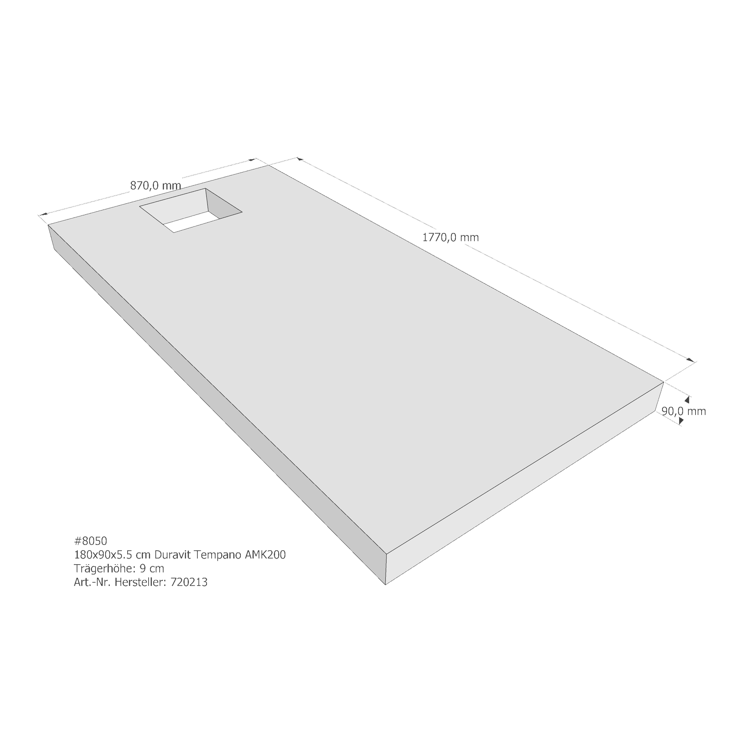 Duschwannenträger für Duravit Tempano 180 × 90 × 5,5 cm Breite: 90 cm / Länge: 180 cm Duschwannenträger für Duravit Tempano 180 × 90 × 5,5 cm Breite: 90 cm / Länge: 180 cm
