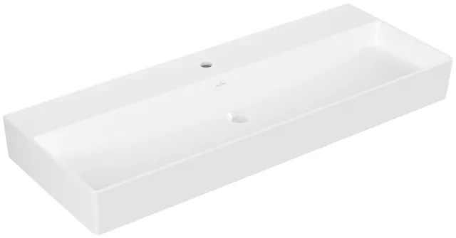 Villeroy & Boch Wandwaschtisch aus TitanCeram „Memento 2.0“ 1200 × 470 × 150 mm, mit Hahnlochbohrung, Hahnlochposition mittig in Weiß Alpin