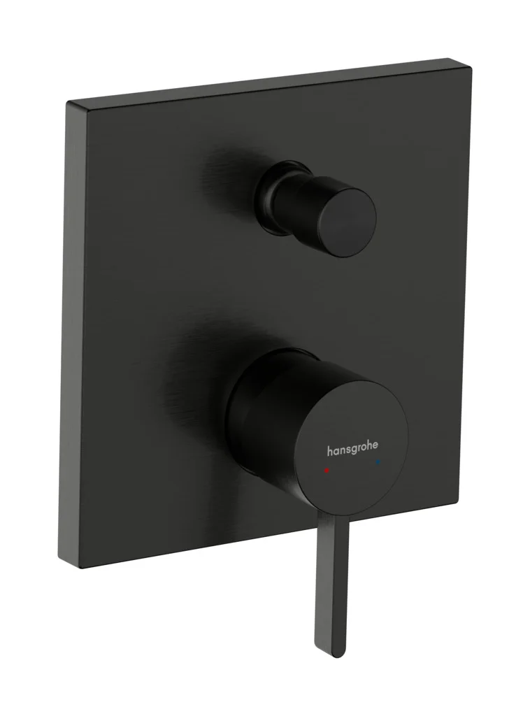 Hansgrohe Finoris Einhebel-Wannenmischer Unterputz, Brushed Black Chrome, 2 Verbraucher, max. Durchfluss 25 l/min, Keramikmischsystem, Temperaturbegrenzung einstellbar
