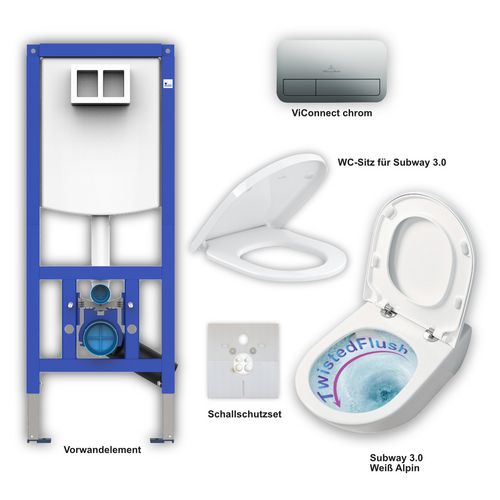 Set-Subway 3.0 WC CeramicPlus TwistFlush + WC-Sitz weiß, ViConnect E Mattchrom „Subway 3.0“ Set-Subway 3.0 WC CeramicPlus TwistFlush + WC-Sitz weiß, ViConnect E Mattchrom „Subway 3.0“