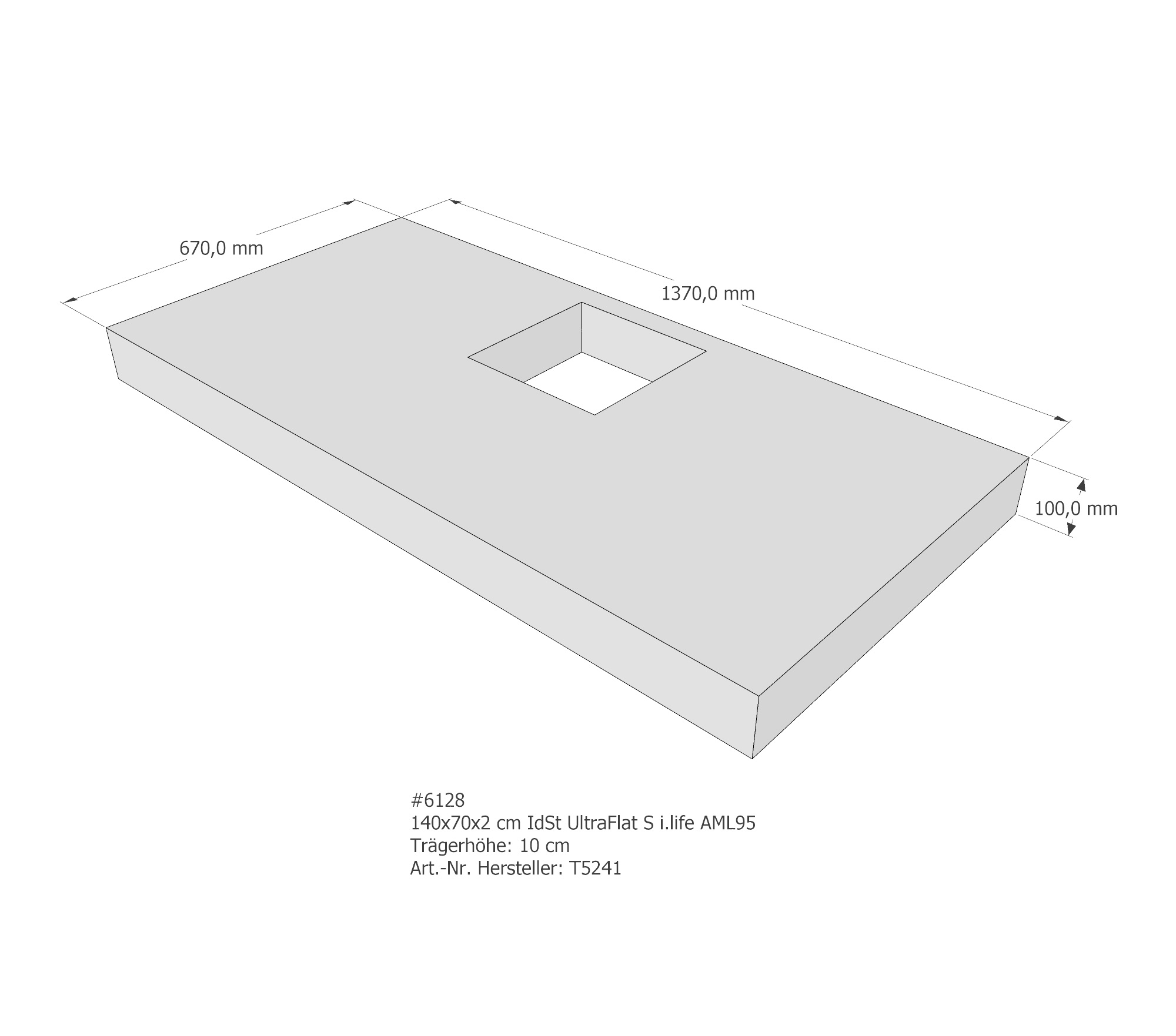 Duschwannenträger für Ideal Standard Ultra Flat S i.life 140 × 70 × 2 cm