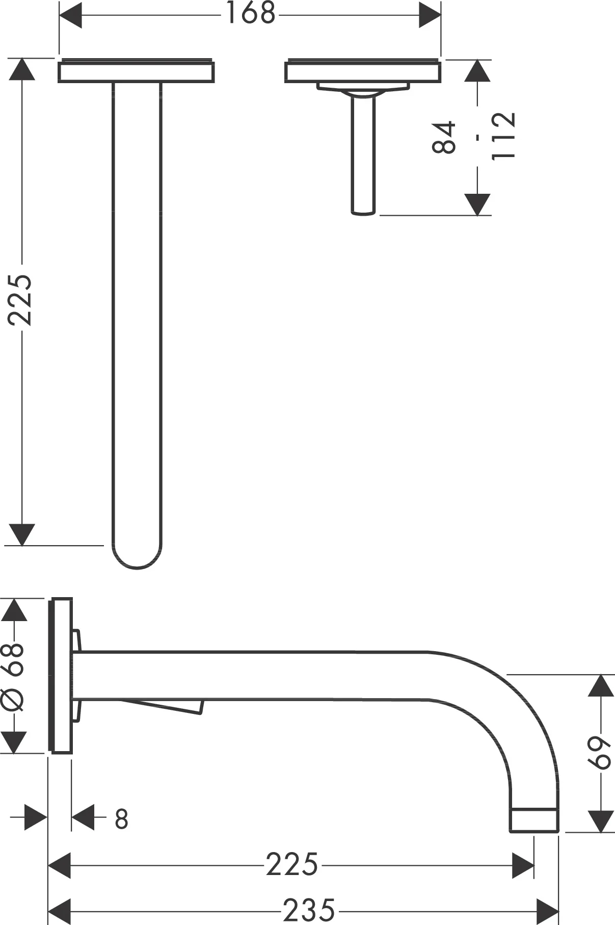 Hansgrohe AXOR Uno Einhebel-Waschtischmischer Unterputz, Chrom, Ausladung 225 mm