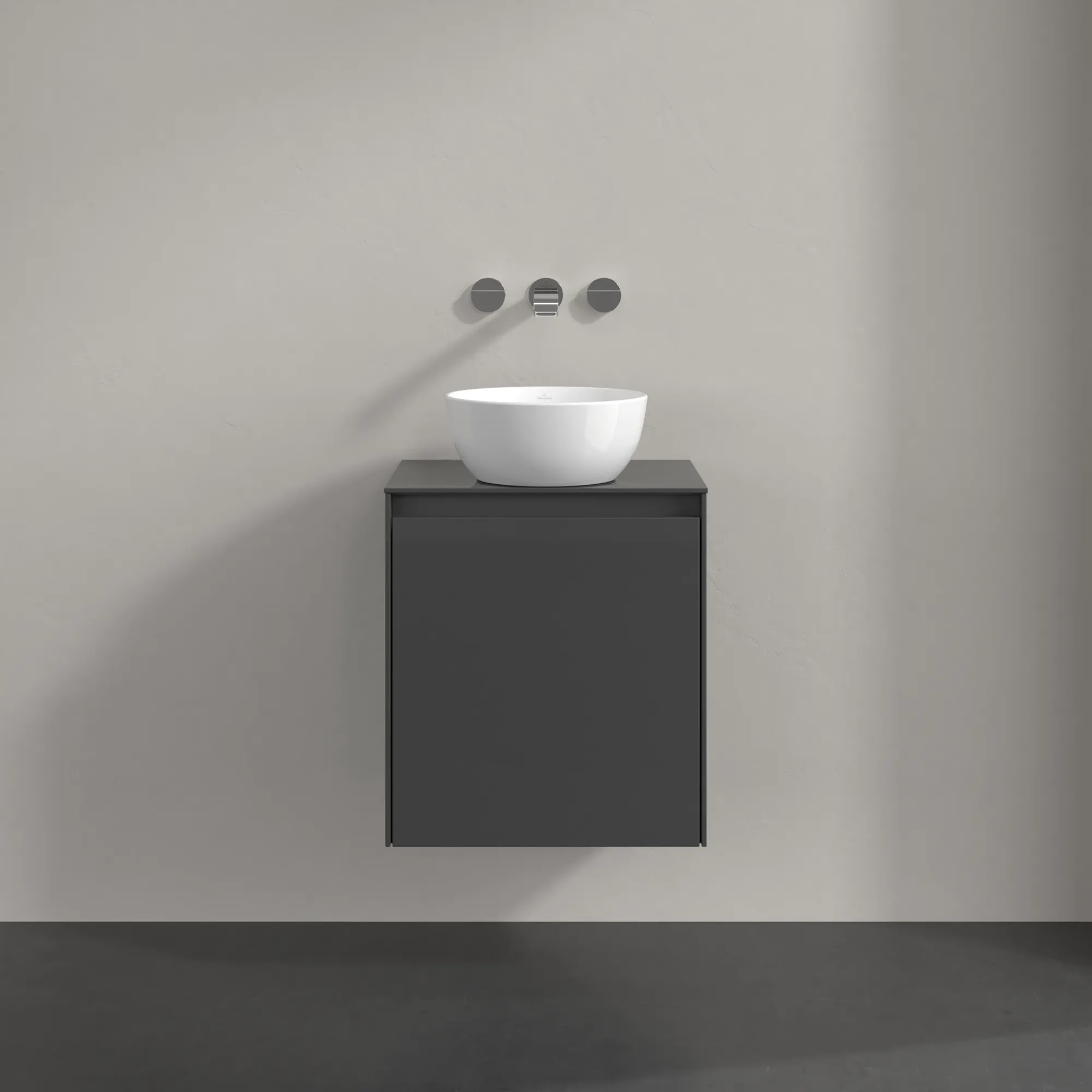 Villeroy & Boch Waschtischunterschrank „Collaro“ 500 × 548 × 380 mm Glossy Grey, für Becken mittig, Anschlag rechts, mit Beleuchtung Villeroy & Boch Waschtischunterschrank „Collaro“ 500 × 548 × 380 mm Glossy Grey, für Becken mittig, Anschlag rechts, mit Beleuchtung