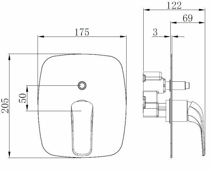 Fertigmontageset Wanne AqvaPro zu Art. 092564750 C-Box - Vollmetall-Abdeckrosette - Hülse und Kappe - Hebel - inkl. Funktionseinheit mit automatischem Tastumsteller - chrom