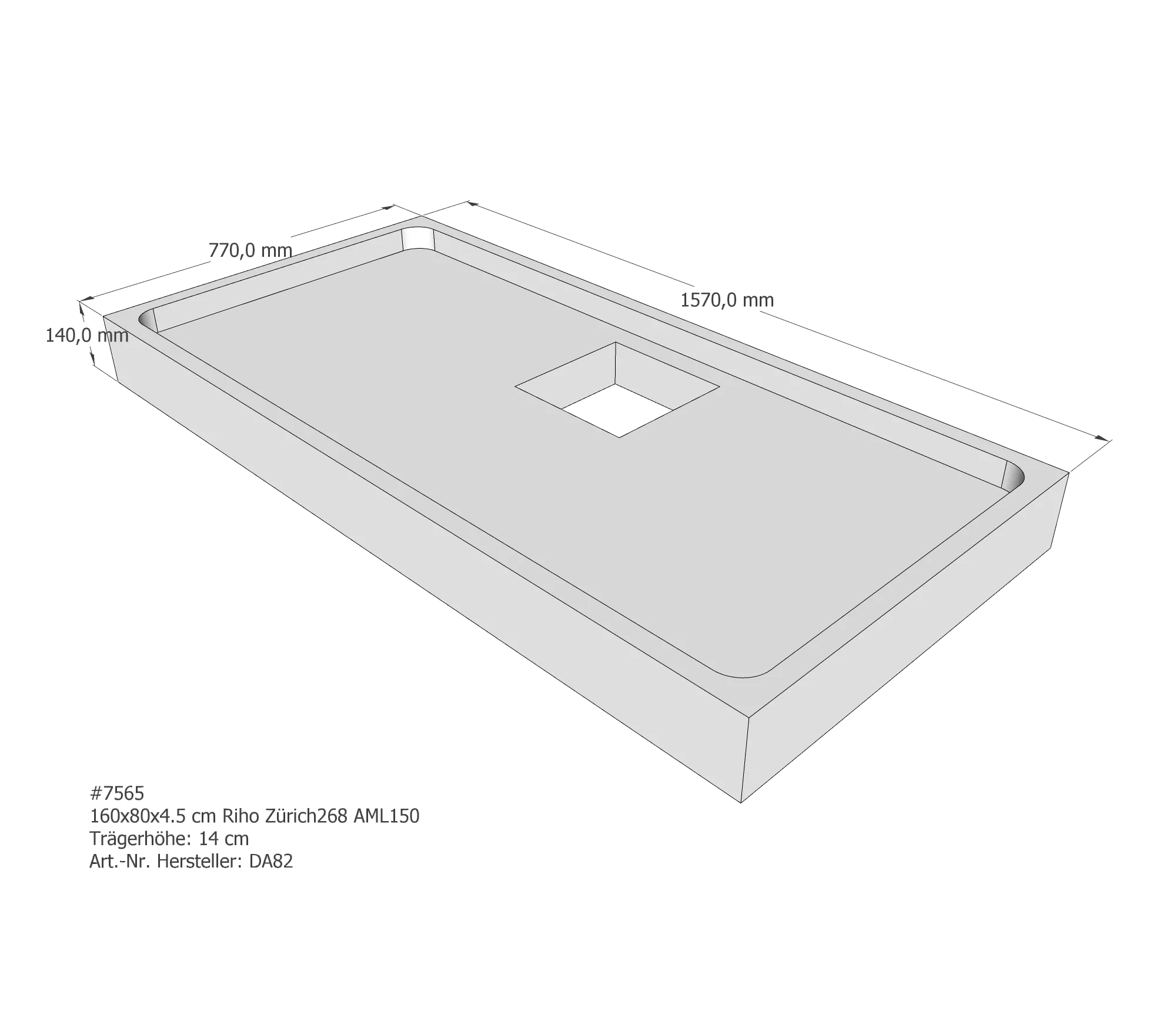 Duschwannenträger passend für Riho Zürich 160 × 80 × 4,5 cm