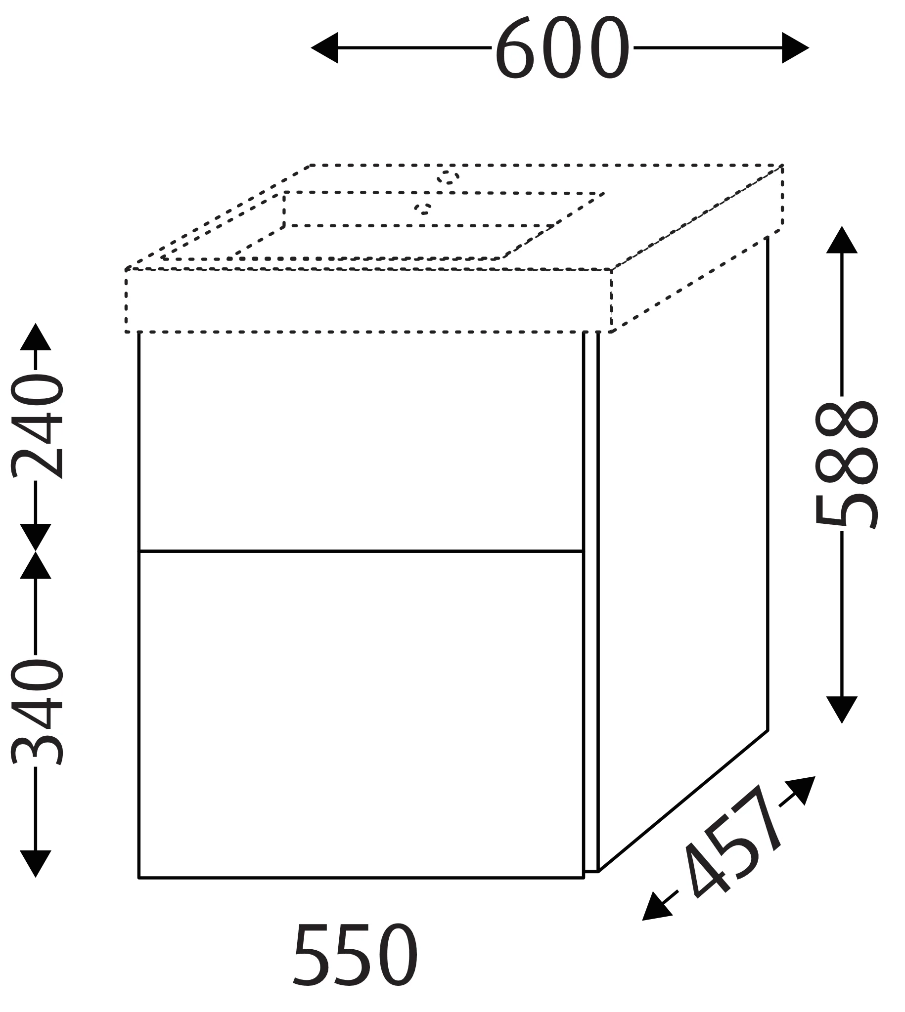 Waschtischunterbau mit Auszügen für Becken links 3way (BR520) 588x550x457 Anthrazit-Matt