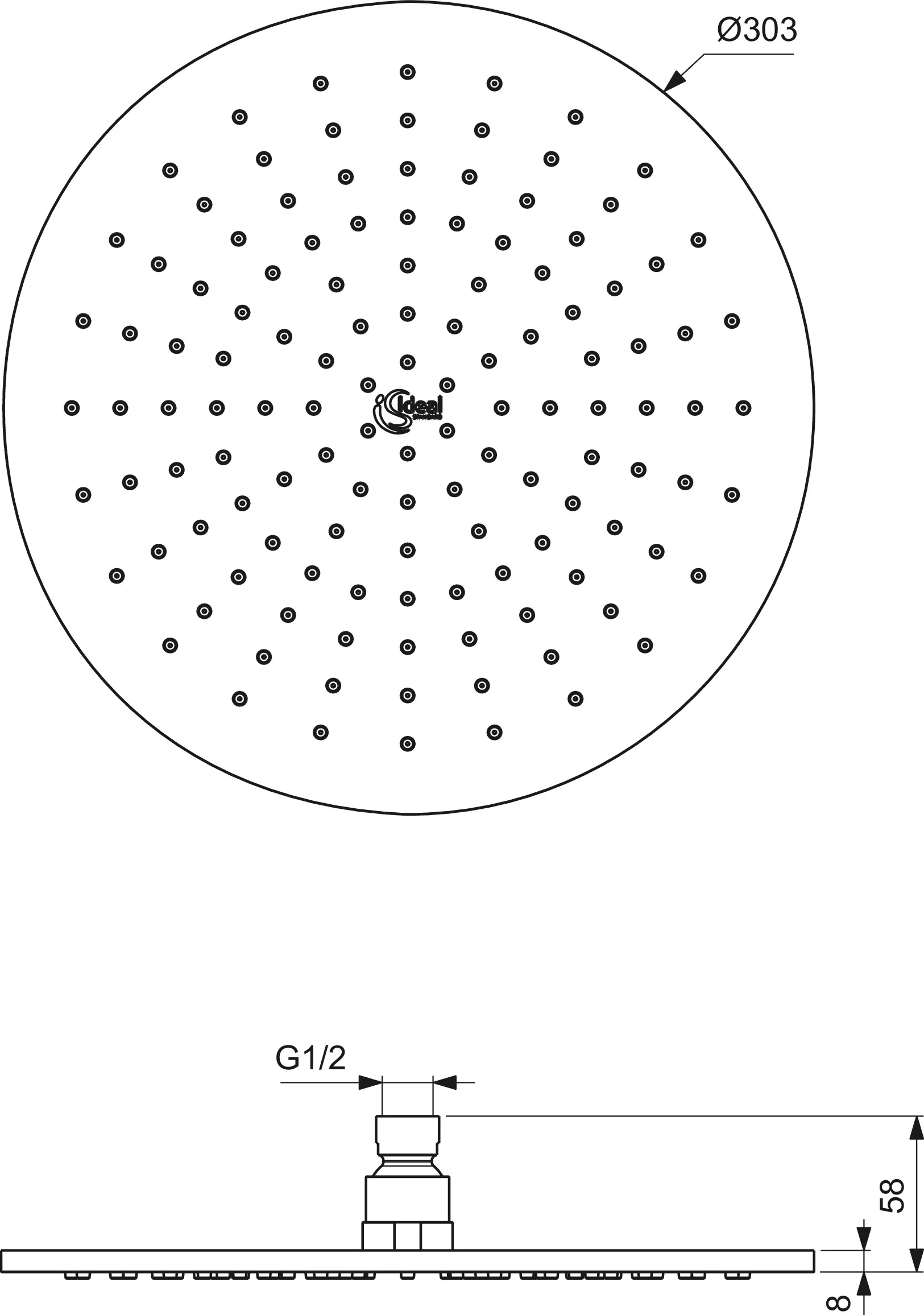 Kopfbrause L1 Idealrain Durchmesser 303mm Chrom Kopfbrause L1 Idealrain Durchmesser 303mm Chrom